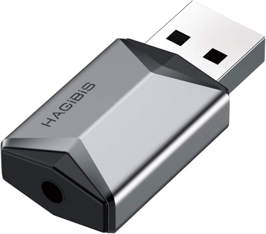 Hagibis USB External Sound Card Adapter Alloy 2 in 1 USB to 3.5Mm AUX TRRS Headphone and Microphone Jack Audio Adapter Mic Stereo Sound Card for Windows, Mac, PC, Laptops, Desktops, PS4, PS5 (Grey) image number 1