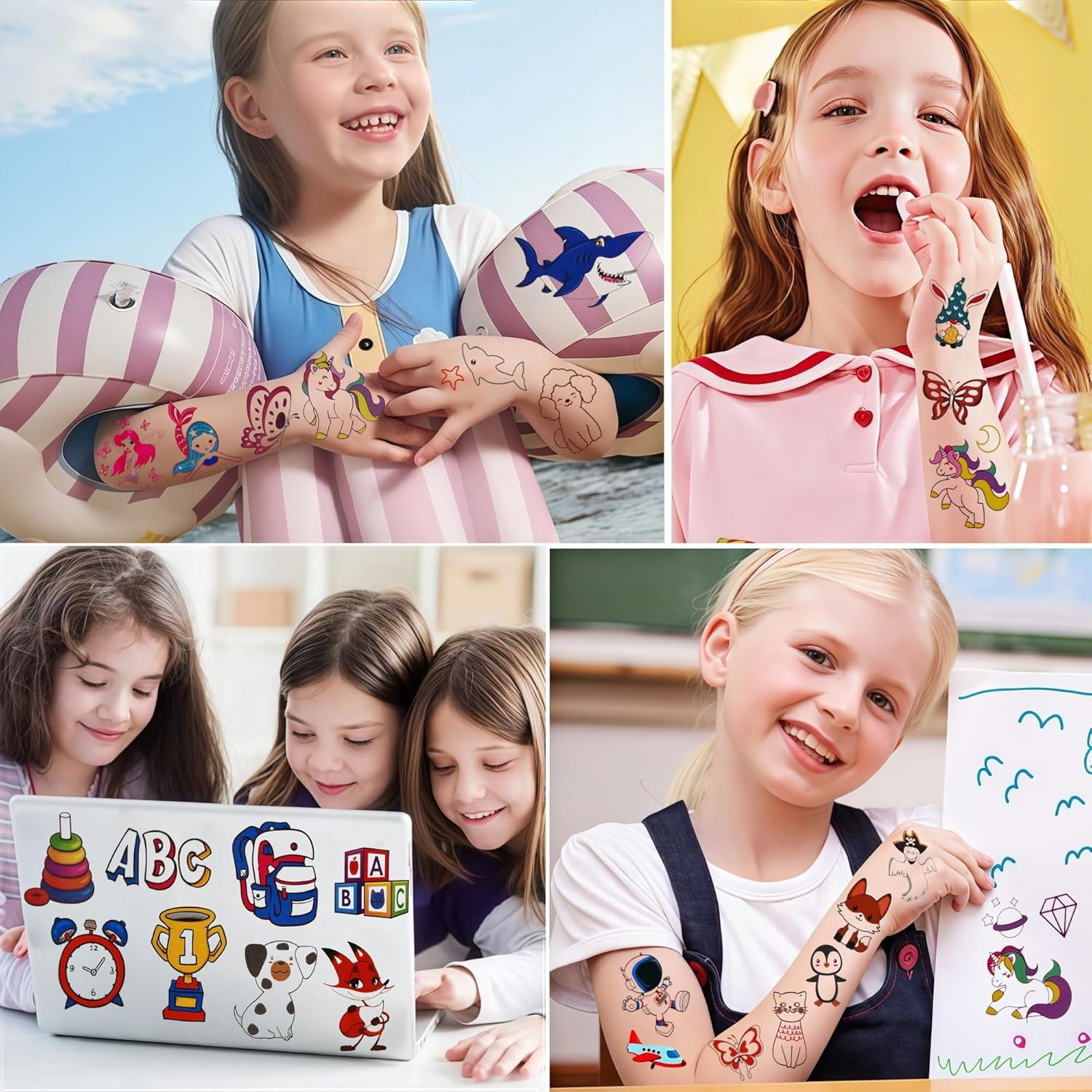 Pack of 300 Tattoos for Children, Children'S Tattoos Girls Boys Toys from 3 4 5 6 7 8 9 10 Years Party Bags Children'S Birthday Luminous Tattoos Temporary Tattoos Gifts 3 4 5 6 7 8 9 10 Years Party