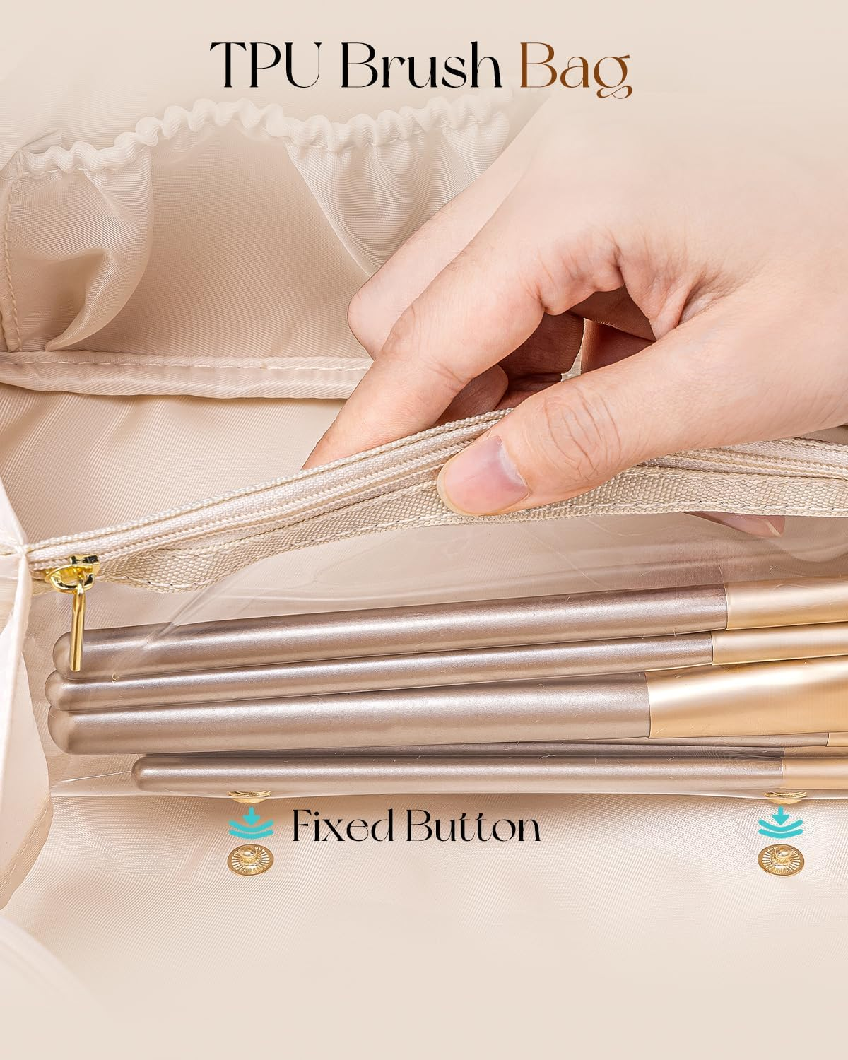 Vlando Travel Makeup Bag,Toiletry Bag for Women PU Leather Open Flat Make up Bag, 01.Toffee, Classic Elegant