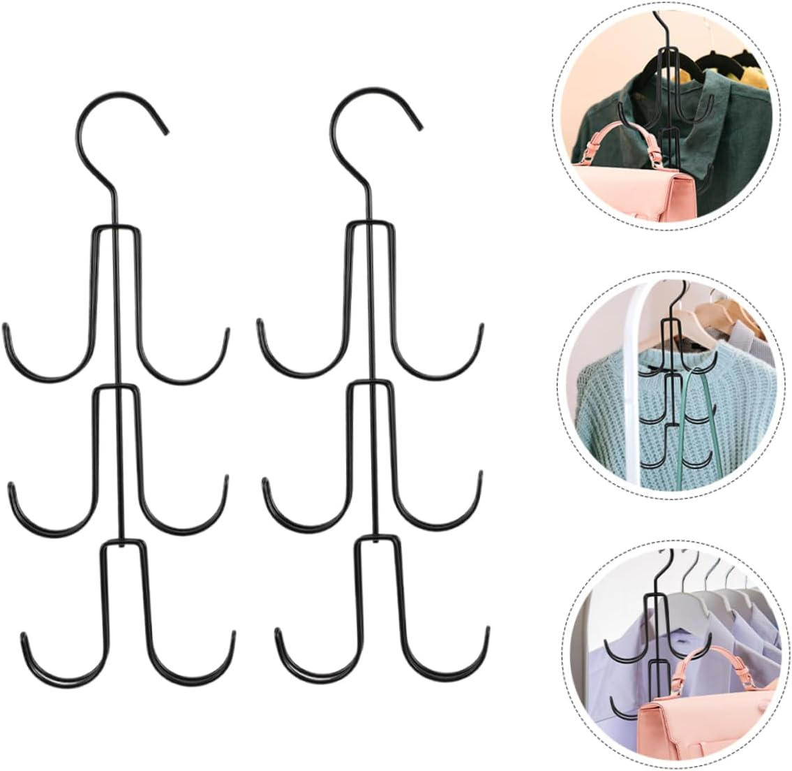 Cabilock Purse Organizer for Closet Bag Organizer Metal Handbag Hanger Sturdy Storage Rack Practical Purse Holder for Closet 2Pcs image number 1