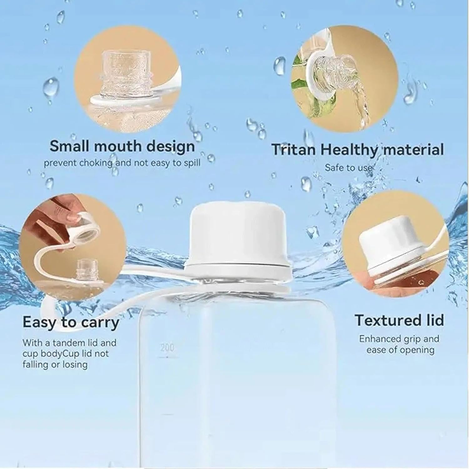 Pink Water Bottle, Sports & Travel Water Bottle, Leakproof, Compact & Portable Design, Bpa-Free, 8.2 Oz, Compatible with Travel, Work & School, Unron