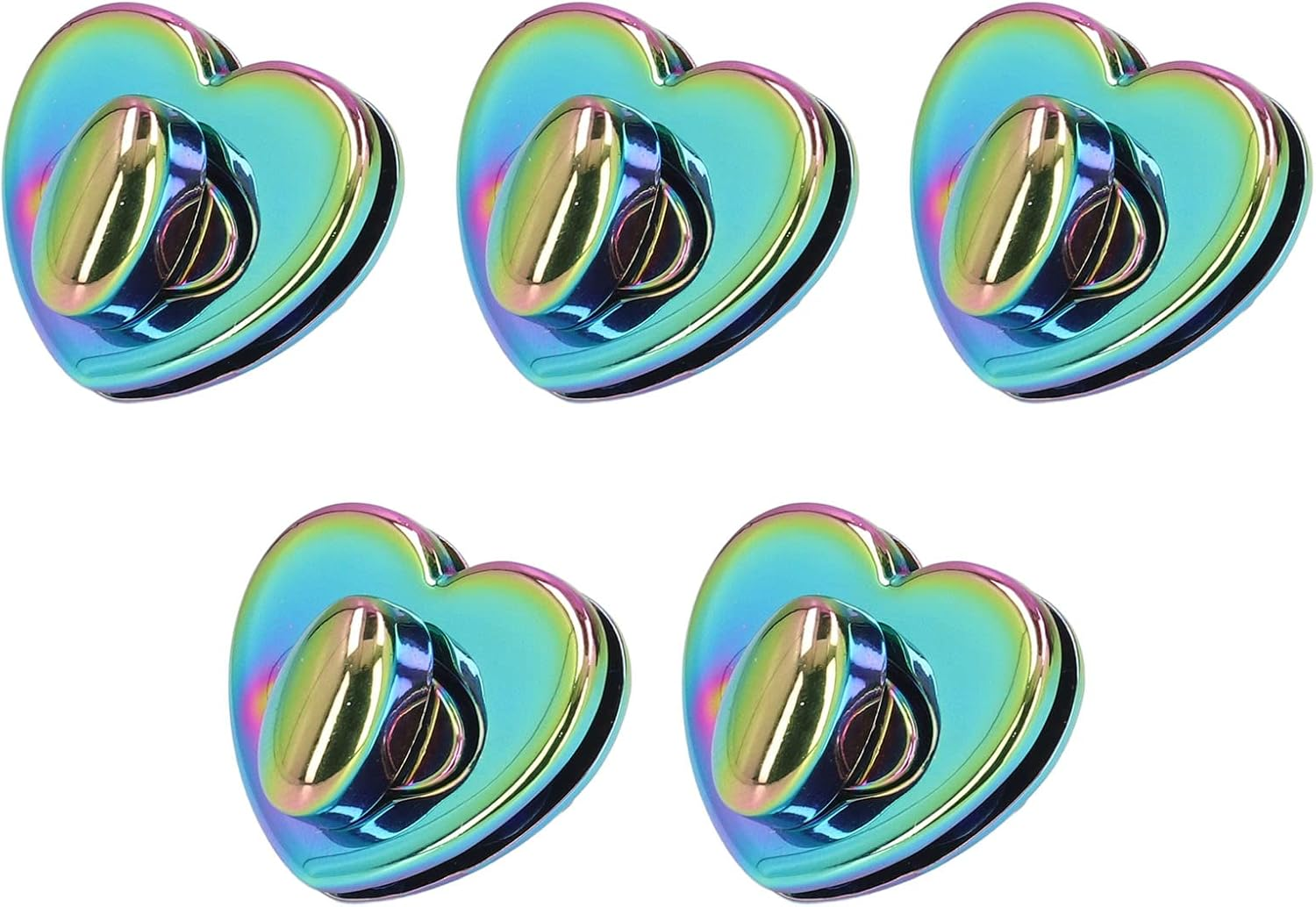 RIZGHWOY Vintage Heart -Metal -Locks Locks Long DIY DIY Wallet Bags, Colorful Hardware for Pocket Accessories [5 Sets] image number 2