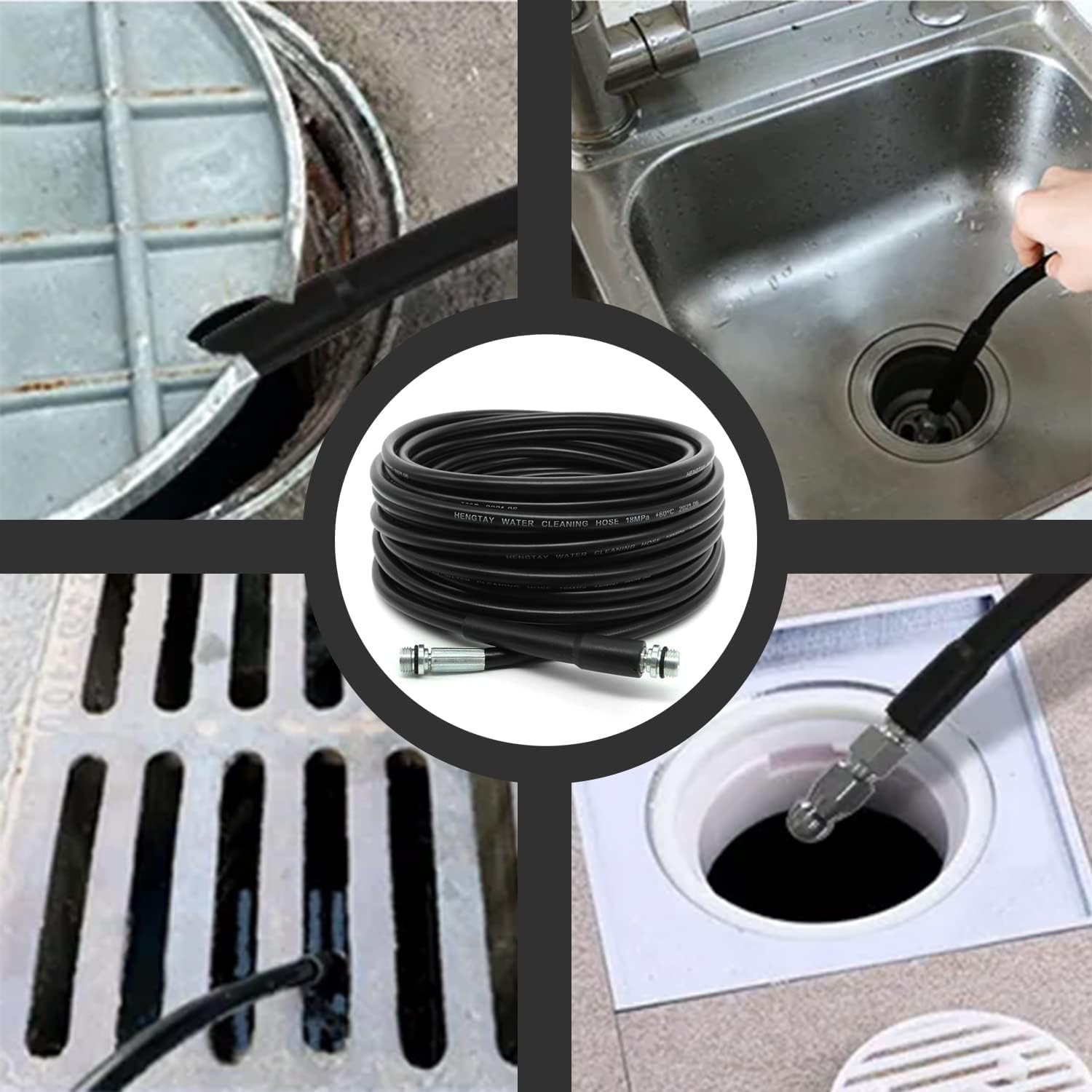 Pressure Washer Drain Pipe Hose Cleaning Kit for Karcher K2-K7 Series and LAVOR Pressure Washer, with Jet Nozzle and Rotating Jet Nozzle, 15M/49FT, 180 Bar and 2700 PSI image number 2