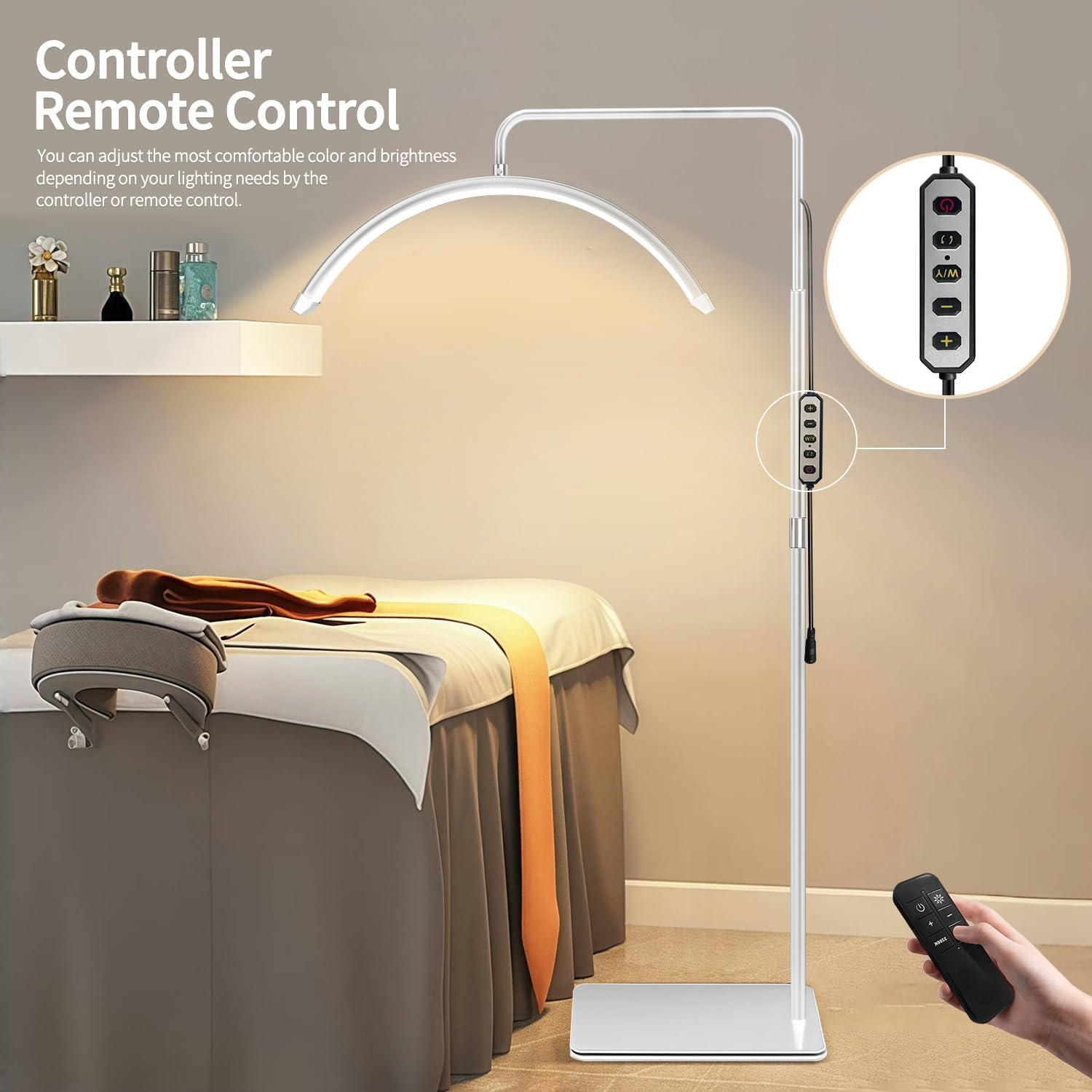 Lash Light, Lash Half Moon Light, for Eyelash Extensions, for Tattoo Artists, Nail Tech, Esthetician Cool, Warm Lamp with Adjustable Brightness & Height & Brightness. (White) image number 2