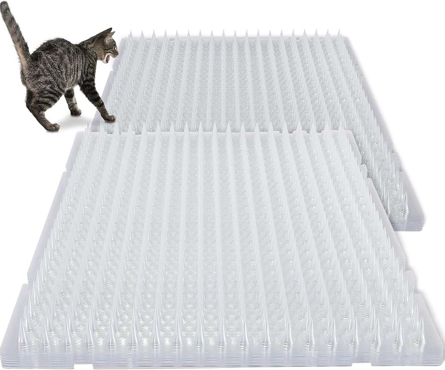 12 Pieces Clear Spiked Cat Repellent Mats for Outdoor Garden Window Sofa (Big Spikes, 16 X 13 Inches) image number 2