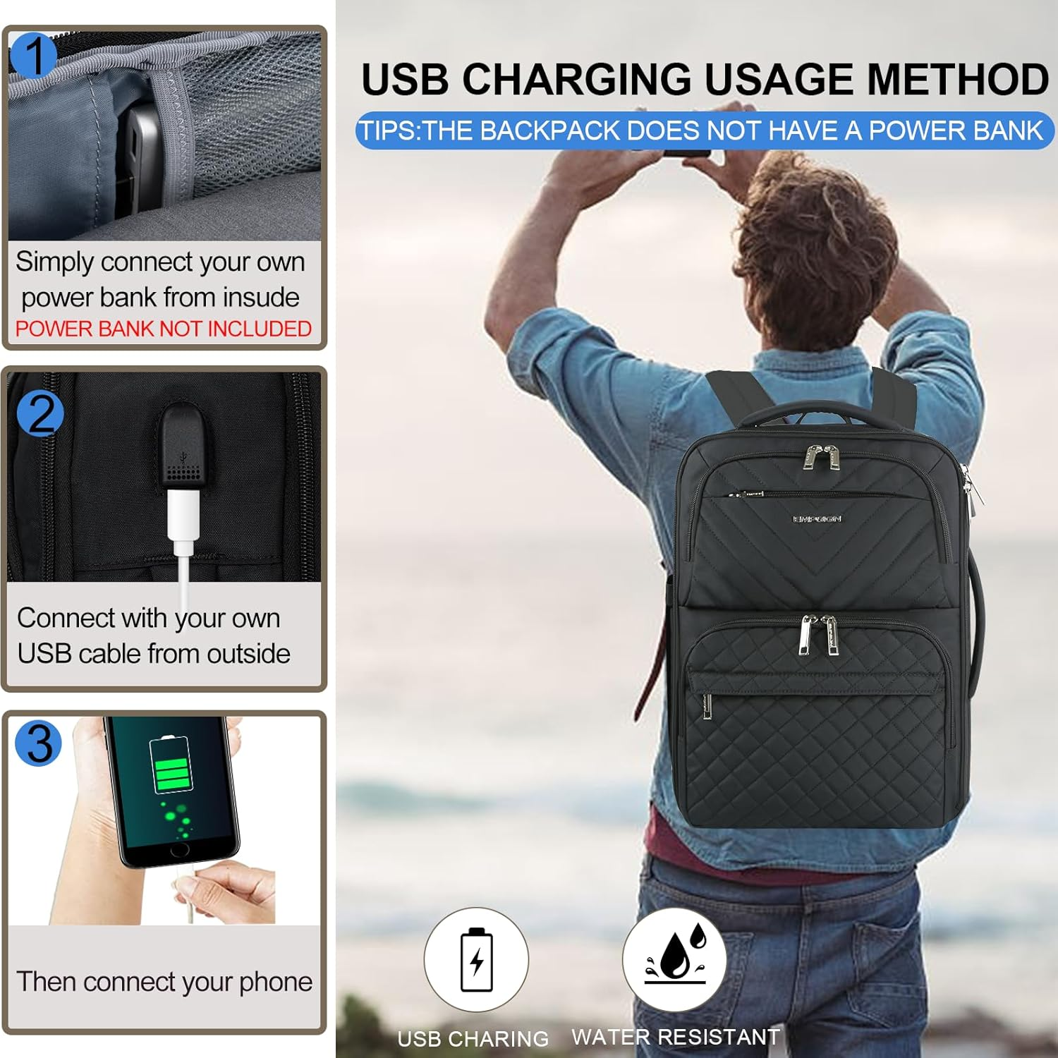 EMPSIGN Travel Backpack for Women, Large Carry on Backpack Airline Approved Personal Item Travel Bag, 17 Inch TSA Friendly Laptop Backpack with USB Port, Casual Daypack Business Backpack image number 4