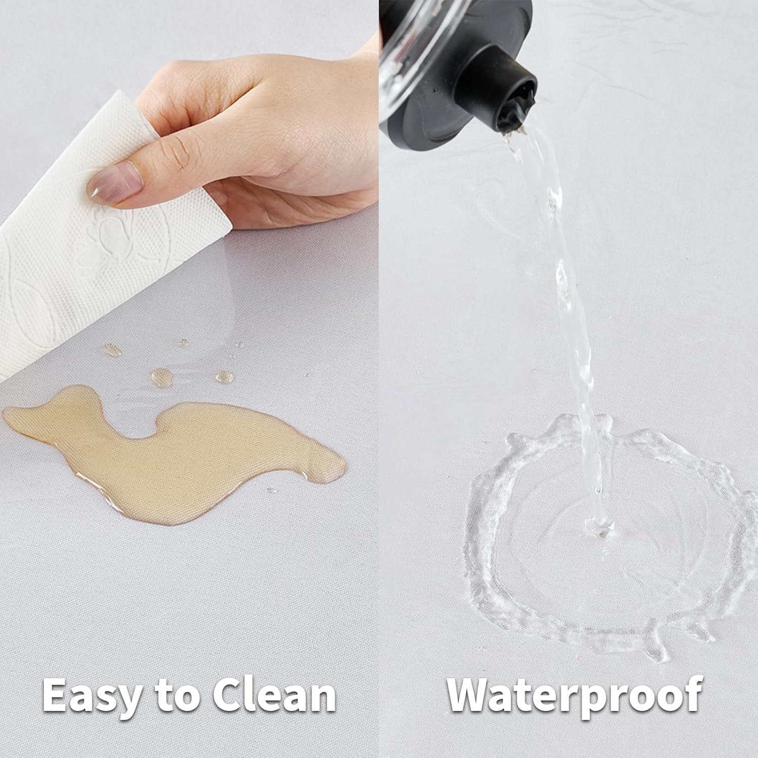 Clear Plastic Tablecloth Rectangle Vinyl PVC Table Cloth 100% Waterproof Oilproof Transparent Stain Resistant Table Cover Protector for Dinning Indoor and Outdoor Uses, 48 Inch Round