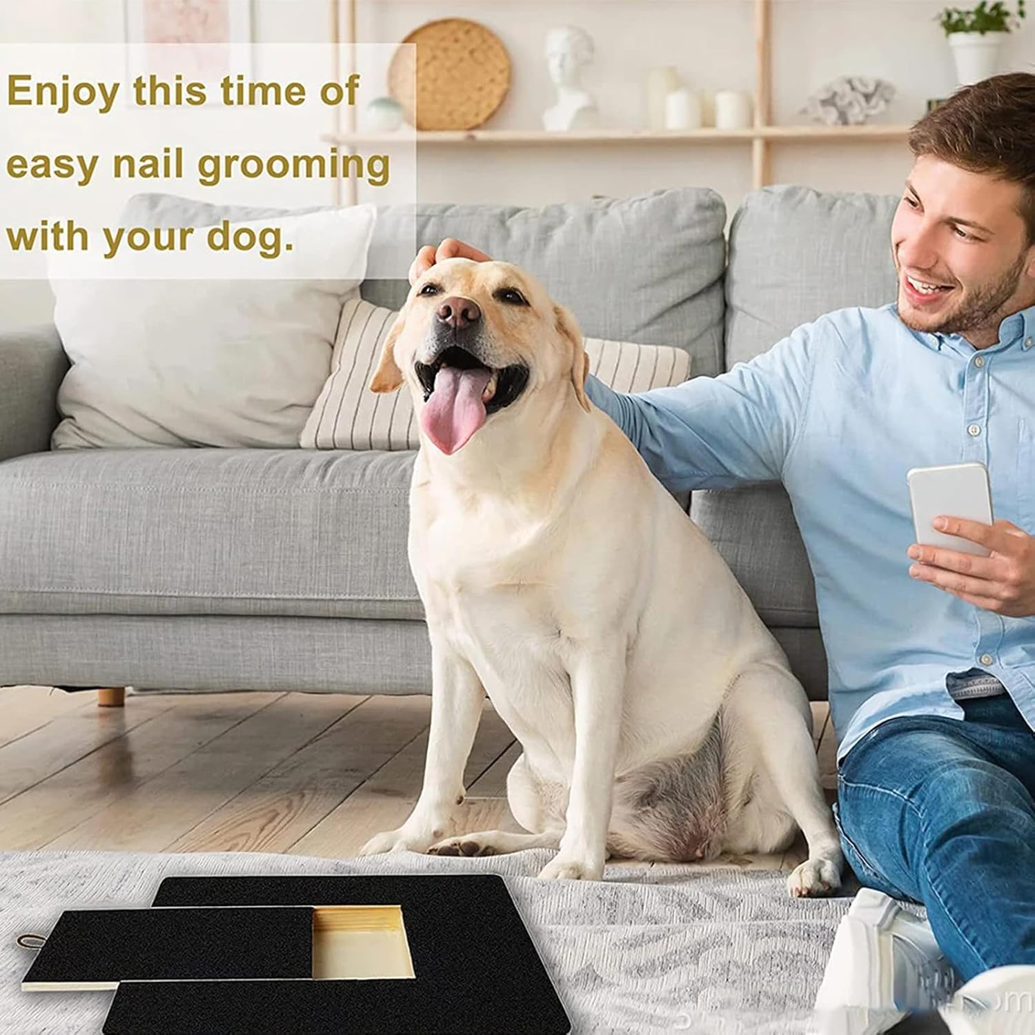 AIMALL Wooden Pull-Out Dog Scratching Board &ndash; Durable Pet Grooming Tool, Interactive Nail Trimmer for Home Use, Includes Replaceable Sandpaper image number 3