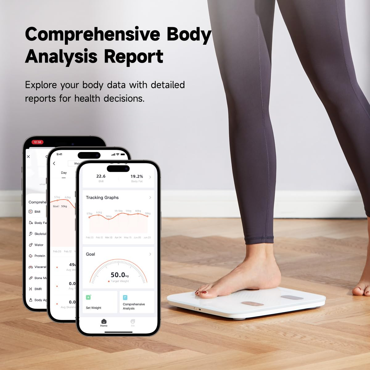Yunmai Bluetooth 4.0 Smart Scale & Body Fat Monitor - 10 Precision Body Composition Measurements - Body Fat, BMI & More - 16 Users Recognized - Smartphone App for Healthy Weight Loss Tracking (Blue) image number 5