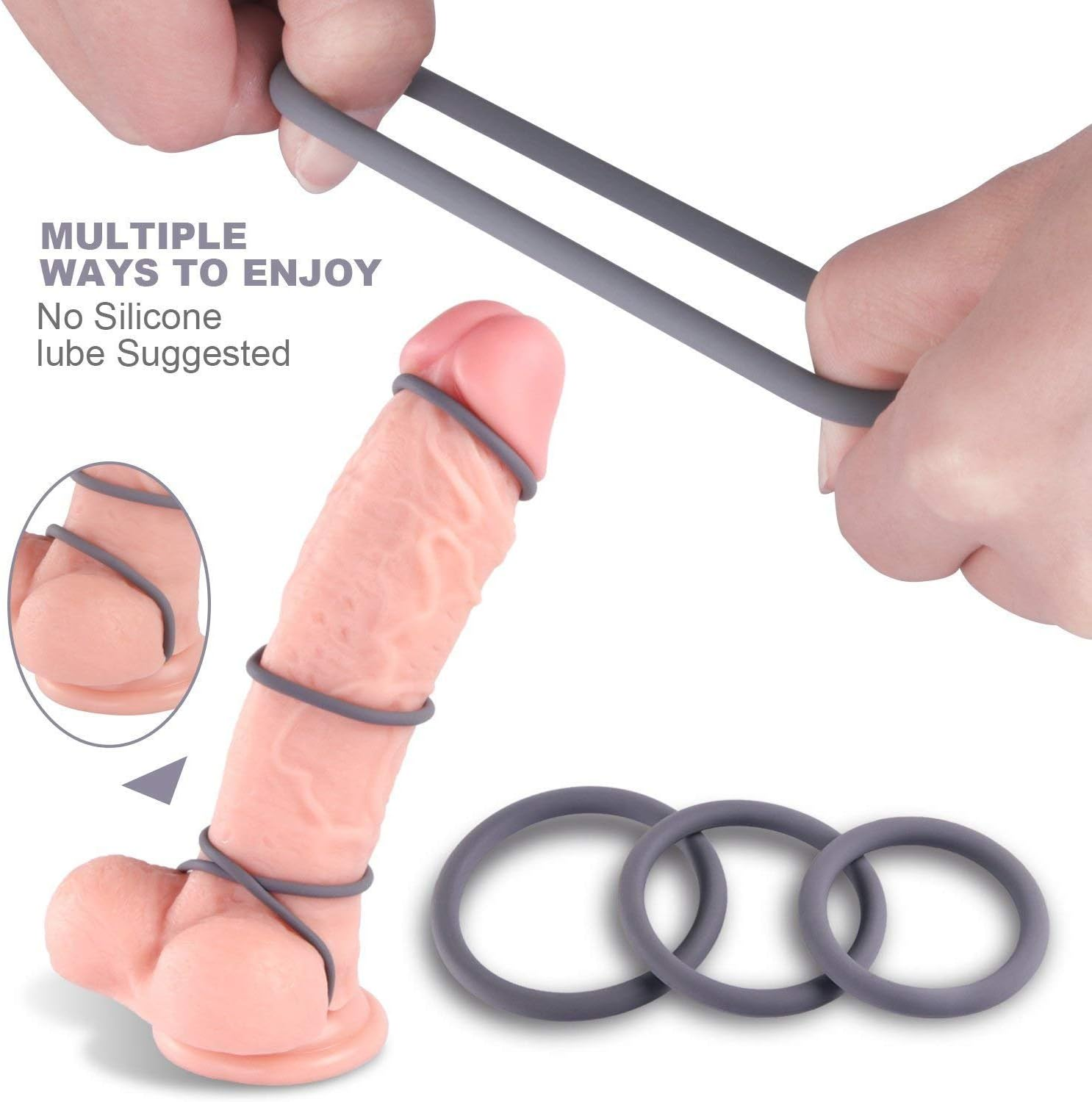 SIDED 3Pcs Soft Different Size Ring Flexible Silicone Ring Men Delay Rings, Men Enhancement Workout Rings Long Lasting Rings Cool Tool in 1 Package image number 3