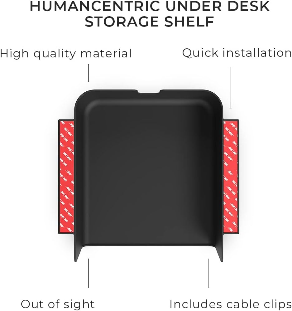 Humancentric under Desk Storage Shelf - under Desk Drawer Organizer for Office Desks, Tables, Workstations, and Sit Stand Desk, Mount under Desk Shelf Adds Storage Tray, Screw or Stick on Desk Drawer image number 3