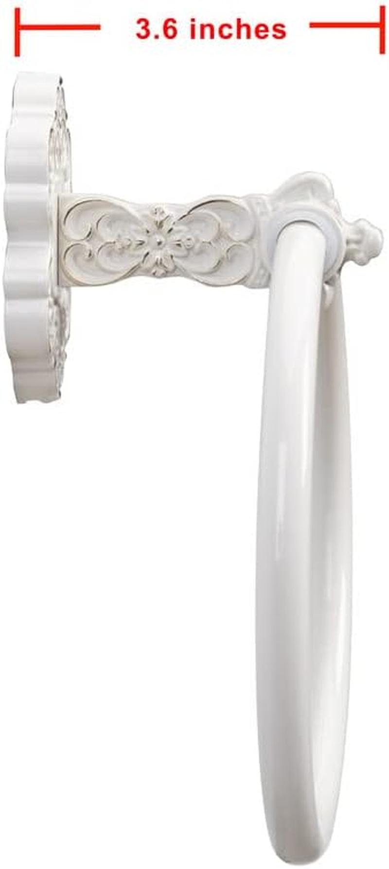 SDH Bathroom Towel Ring - Vintage Style Antique White & Gold Towel Hanger - Wall Mount Kitchen & Bathroom Hand Towel Holder - Pack of 1 Heavy Duty Decorative Aluminum Hanging Ring for Bathroom image number 5