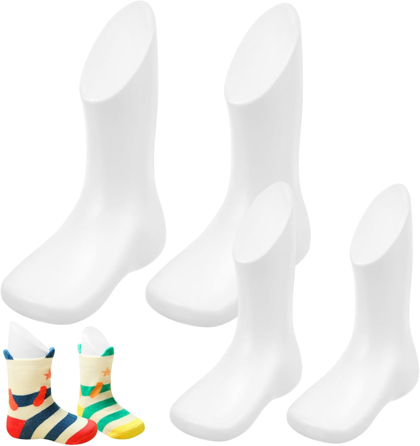 Cabilock 4Pcs Reusable Plastic Foot Mannequin for Displaying Shoe Store Supply Small White Abstract Feet Models image number 3