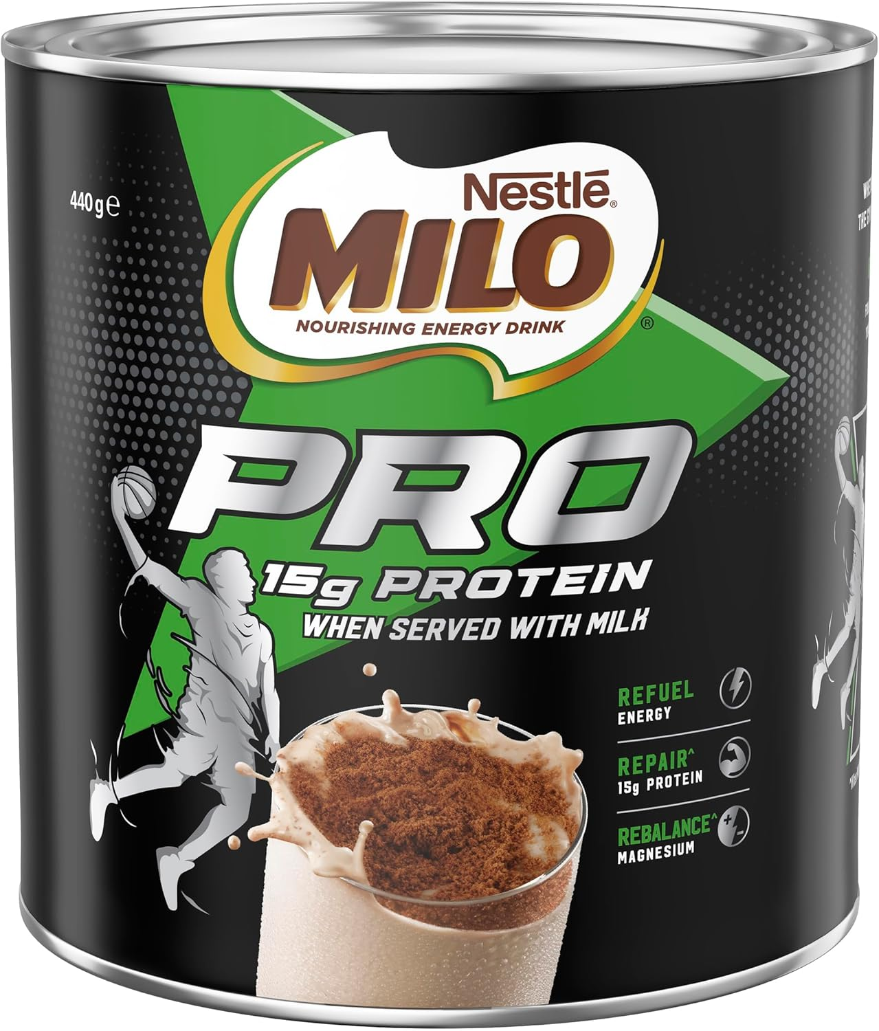 Milo Pro Protein Chocolate Malt Powder Hot or Cold Drink 440 G image number 2