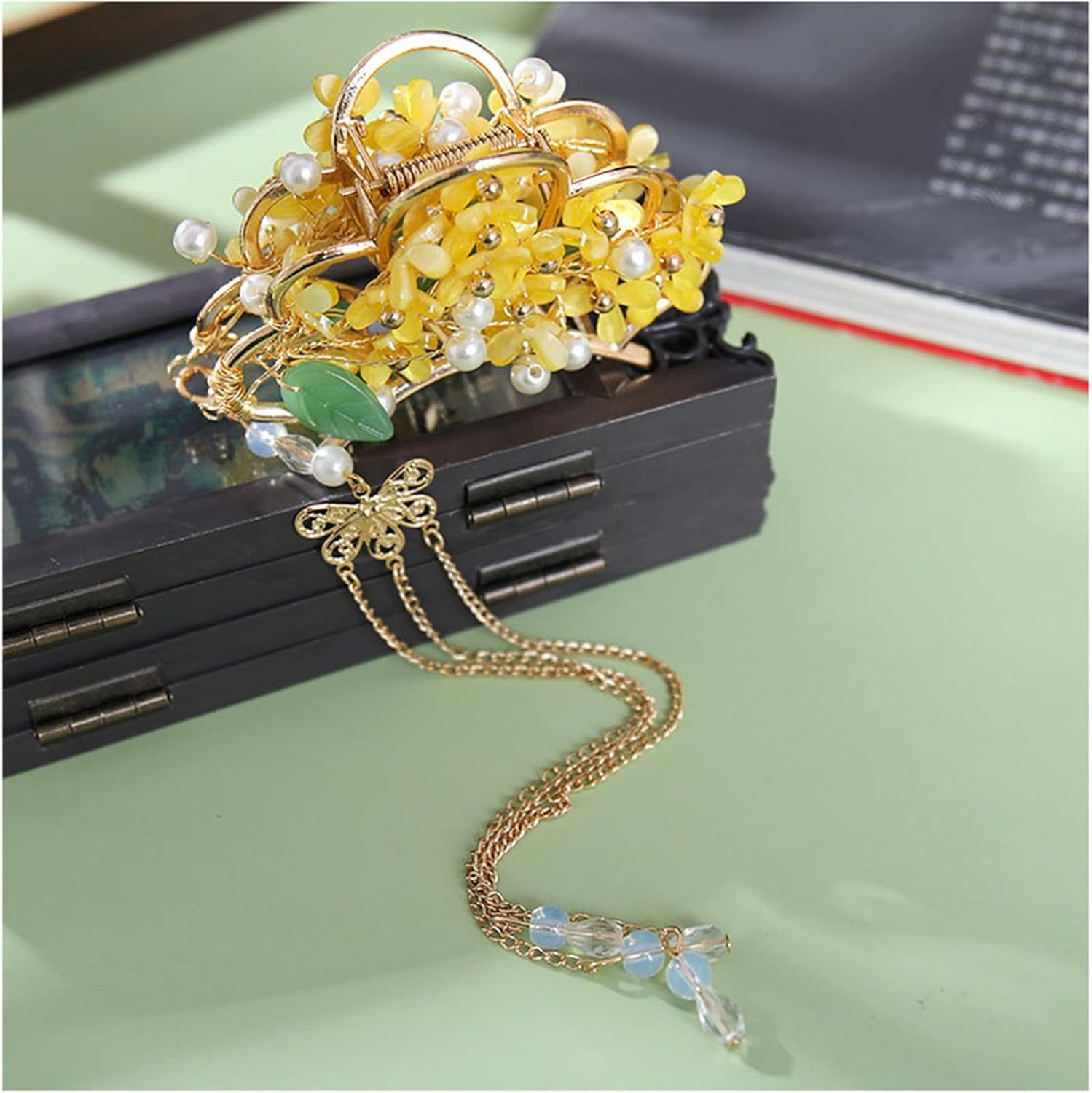 Claw Clips for Women Thick Hair, Hair Accessories, Female Temperament Clip Hair Ornament,Osmanthus image number 2