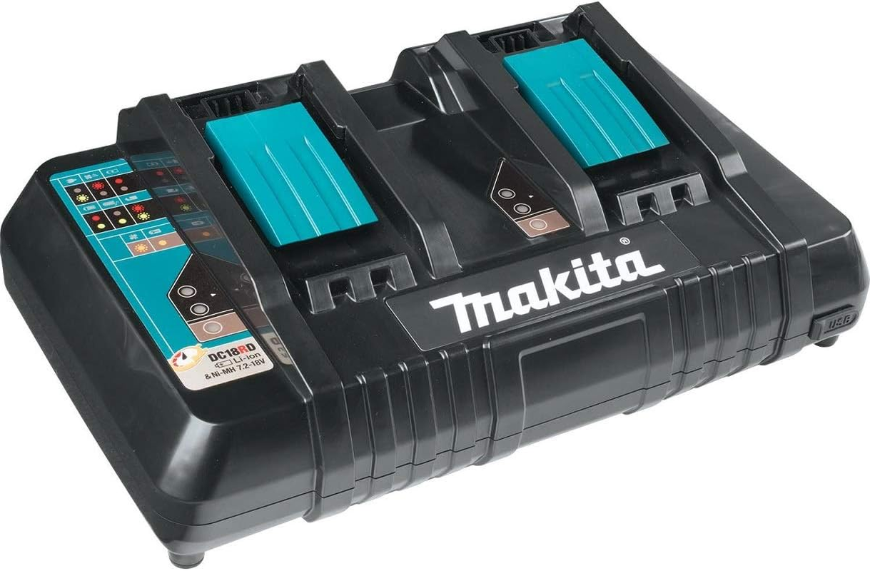 Makita 18V Same Time Dual Port Rapid Battery Charger with 2 X 5.0Ah Battery