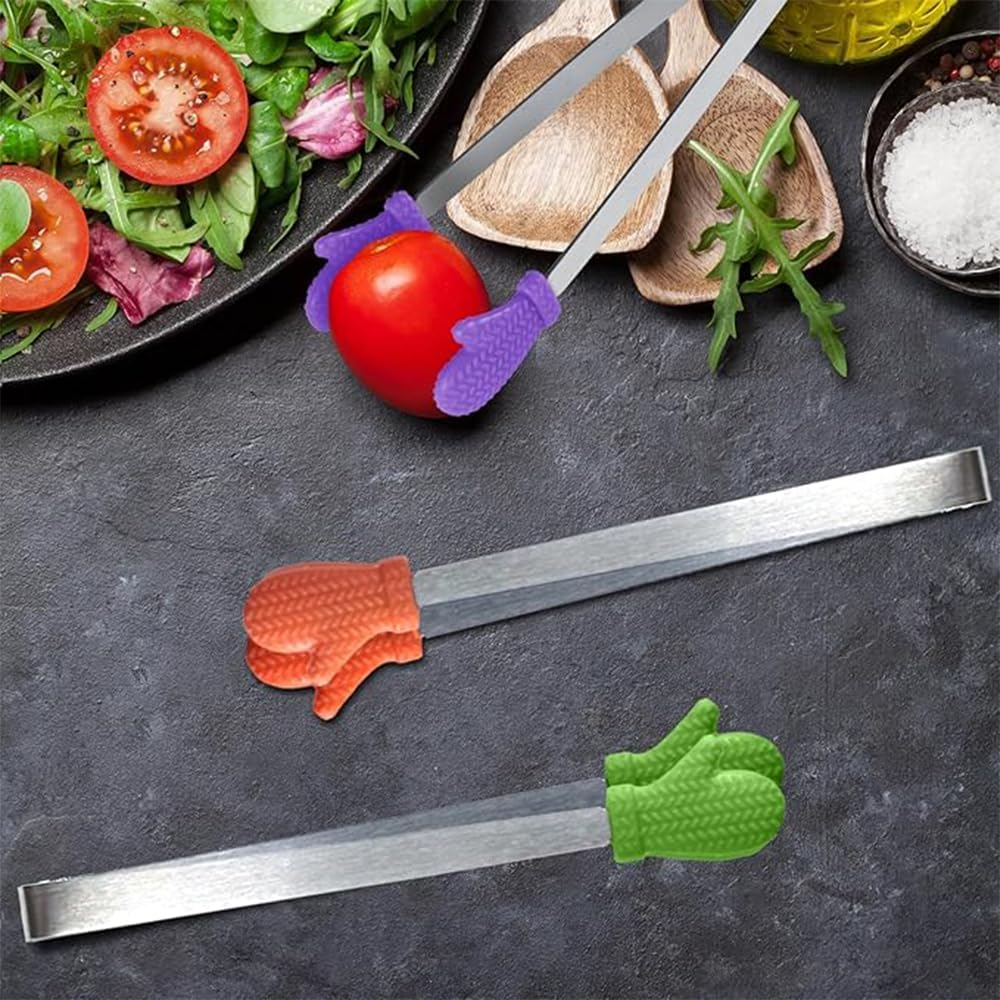 8PCS Silicone Mini Tongs, 5Inch Glove Shape Food Tongs, Colourful Small Kids Tongs for Serving Food, Ice Cube, Fruits, Sugar, Barbecue,Kitchen Gadgets image number 6