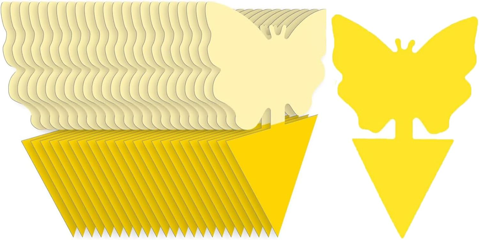 Fruit Fly Traps Fungus Gnat Traps, Dual-Sided Fungus Gnat Sticky Traps 42 Pack Non-Toxic and Odorless Gnat Killer for Indoor Outdoor House Kitchen Plants Whitefly Mosquitos Latex Resistance Band