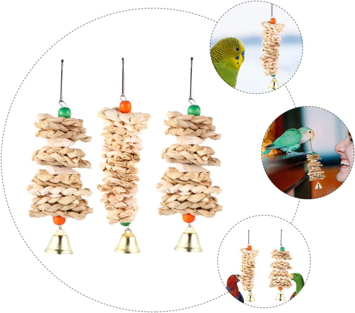 DINHEAROM 3Pcs Fun Bird Cuttlebone Toy for Parrots Parakeets Cockatiels Bite-Resistant Decorative image number 6