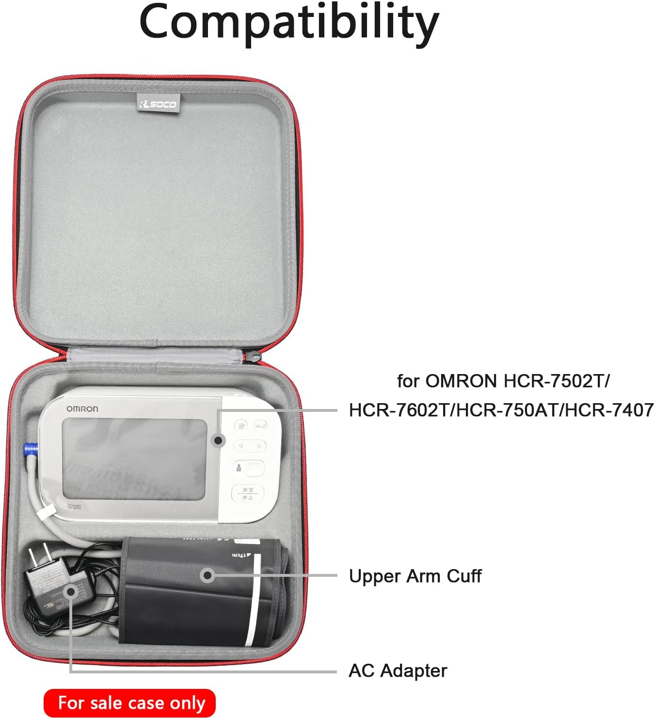 RLSOCO Case for OMRON HEM7361T/BP5350 Healthcare Gold Blood Pressure Monitor, Fit OMRON BP5450/BP5350/BP745/BP7350/M6 - Black (Case Only) image number 4