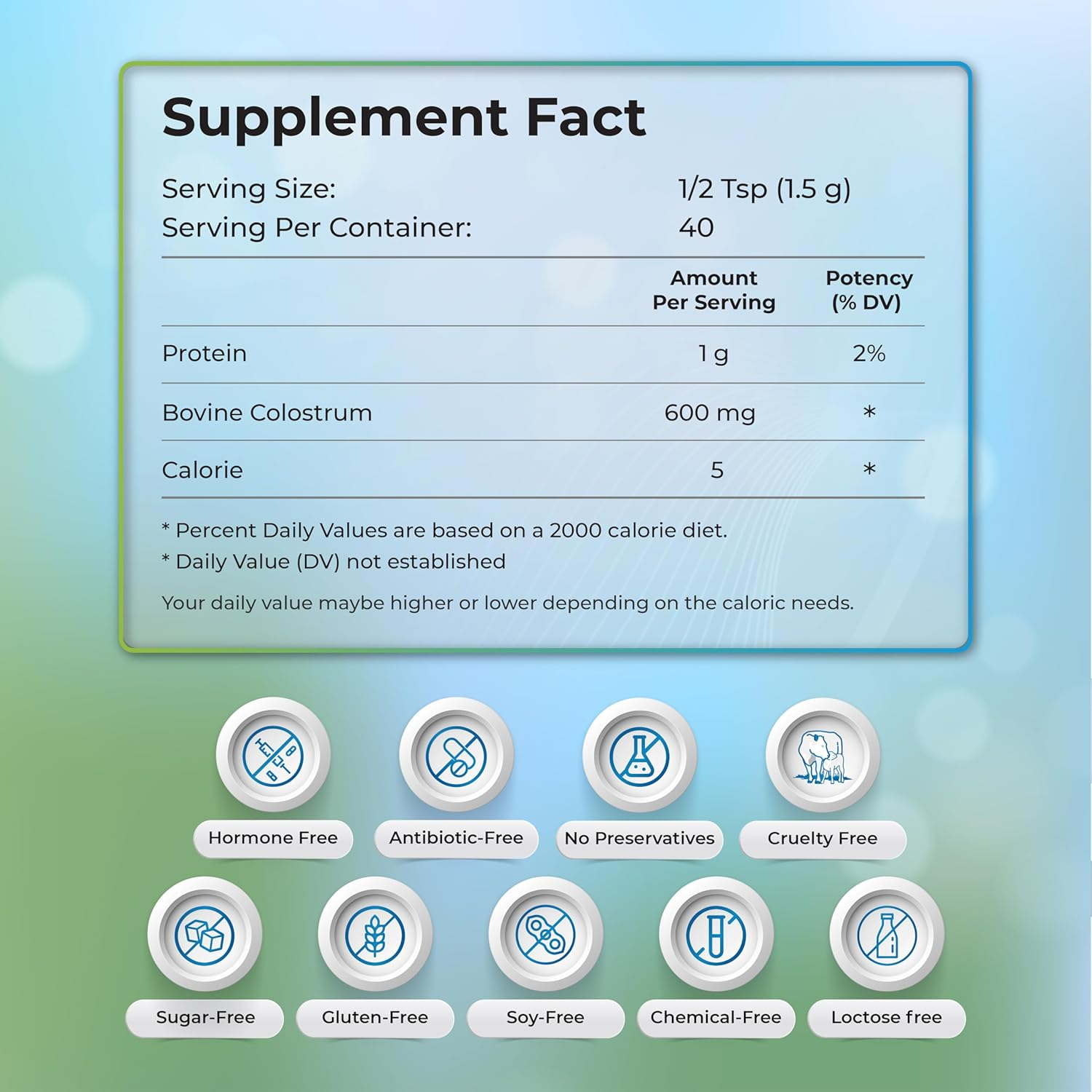 Wellness Extract Bovine Colostrum Powder Rich in Protein & Lactoferrin- the True Supplement for Immune Support, Gut Health - 60G