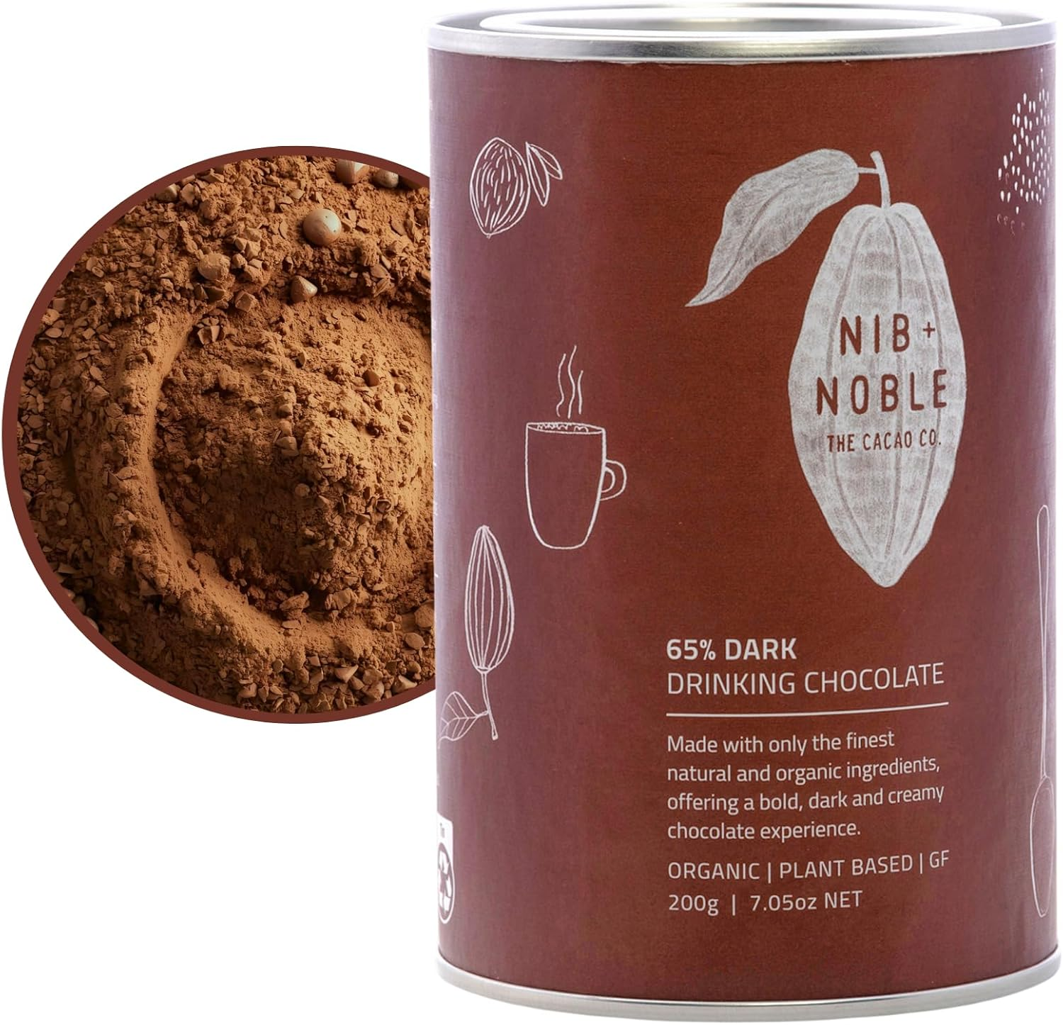 Nib and Noble Organic Drinking Chocolate - 65% Dark, 200 G image number 5