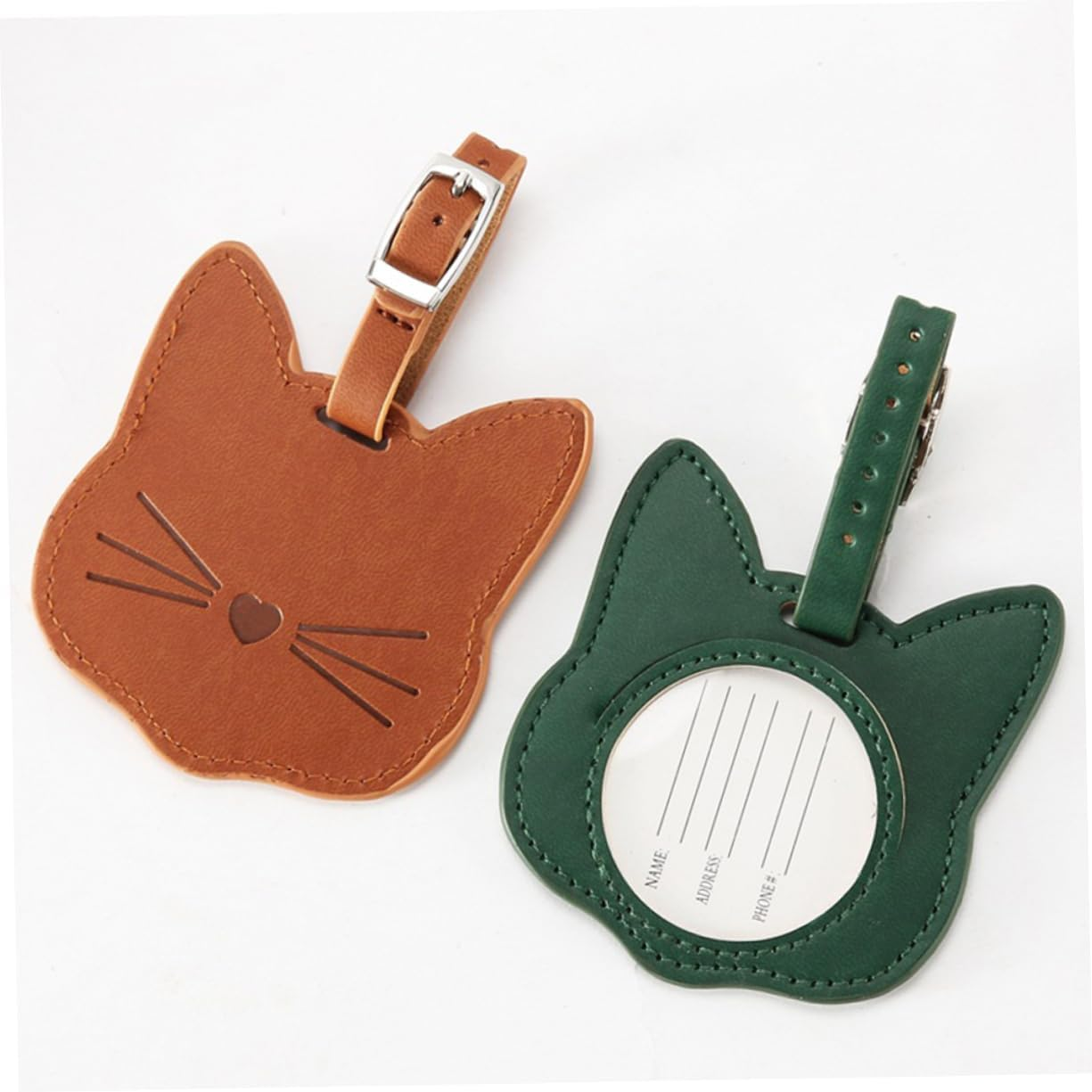 SHERCHPRY 4 Pcs Leather Luggage Tag Leather Suitcase Luggage Tag for Suitcases Travel Tag Leather Suitcase Labels Luggage Bag Tags Travel Id Tags Leather Luggage Tags Pu Leather Ceramic Tile image number 3