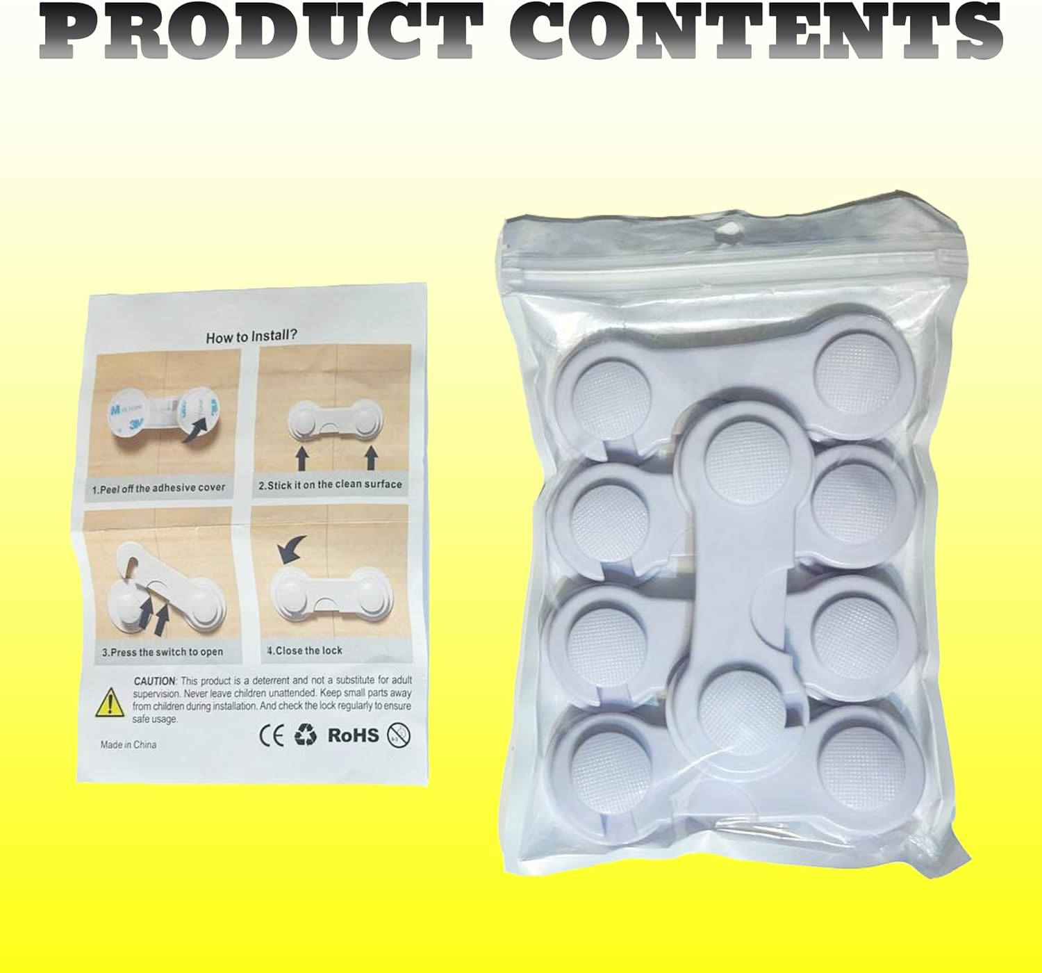 Cabinet Door Locks for Baby Proof and Child Safety, 5 Pack Cabinet Locks with Adhesive for Drawer Cupboards Fridge Closet and Pantry, Childproof Door Latch (Color White - 5 PCS)