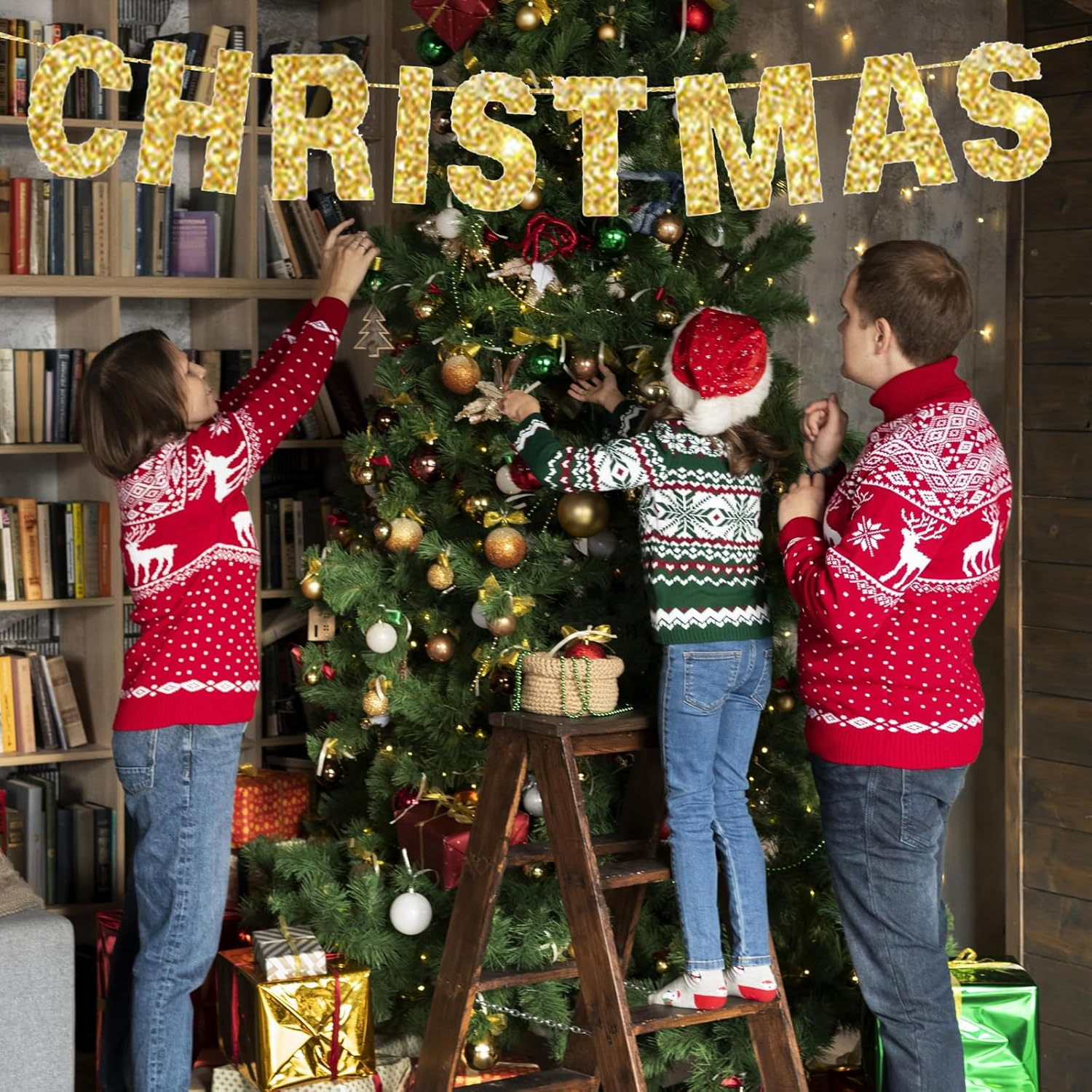 112 PCS DIY Glitter Banner Kit - Customizable Gold Letter Banners for Parties, Birthdays, Graduation, Wedding & Baby Shower - Hanging Decorative Sign with Sparkly Letters (Gold image number 2