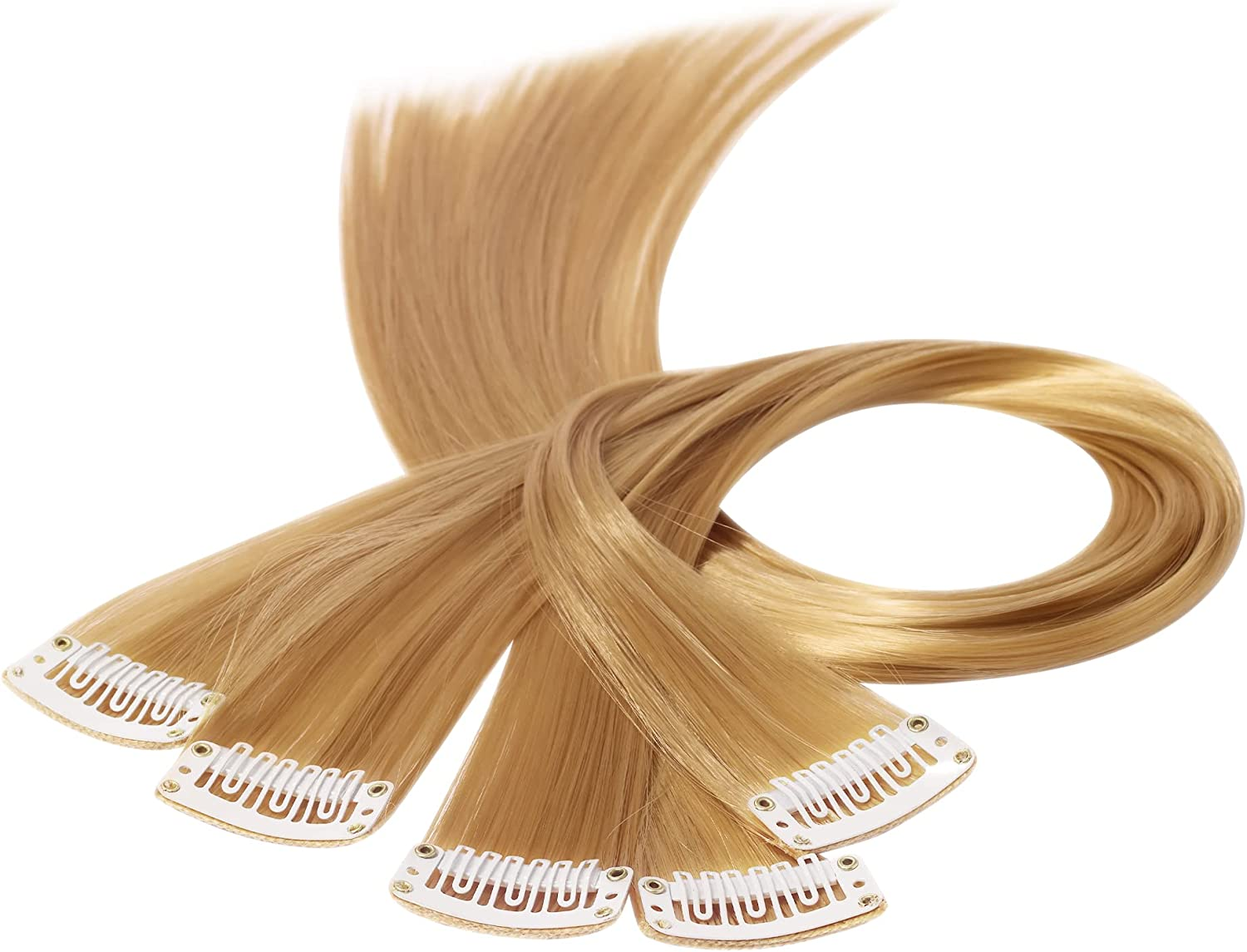 Beauty7 Braiding Hair Extensions Clips Synthetic Fiber Hair Extensions Straight Hairpieces Braid Hair Clips Braiding for Hair Extension for Girls Women 50Cm/20Inch 5 Pcs Hair Accessories Deep Purple