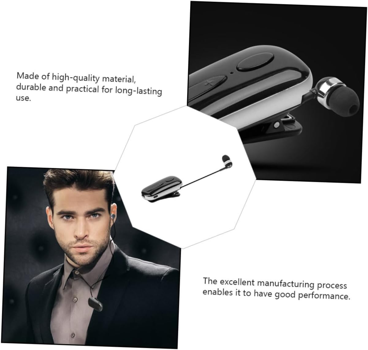 Hoement Headset Wireless Earphone Retractable Clip-Style Sports Headset for Running Gym and Outdoor Activities image number 1