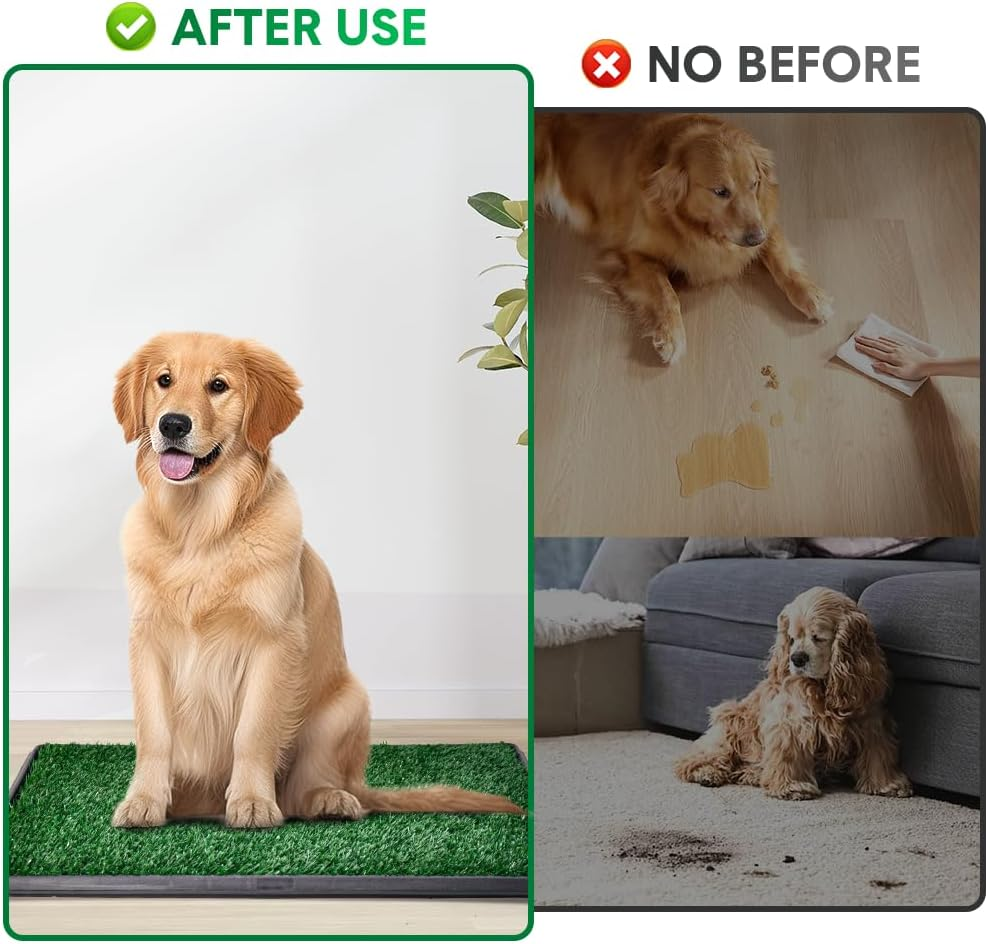 Melpet Large Dog Toilet with Artificial Grass, Portable Indoor Outdoor Pet Potty Training with 2 Grass Pads 2 Trays, 76X51Cm image number 5