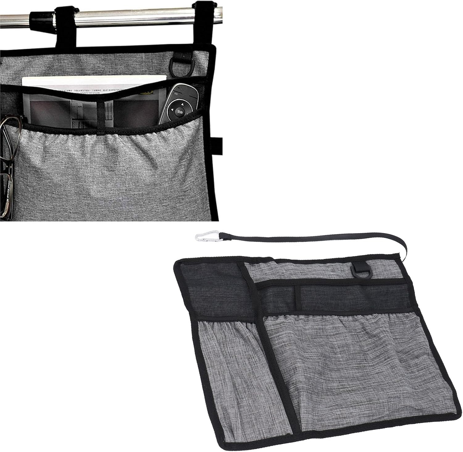 Walker Basket & Bag with Cup Holder, Foldable Walker Storage Bag, Multi-Pocket Walker Carry Pouch, Waterproof Oxford Fabric, Universal Lightweight Design with Large Capacity image number 2