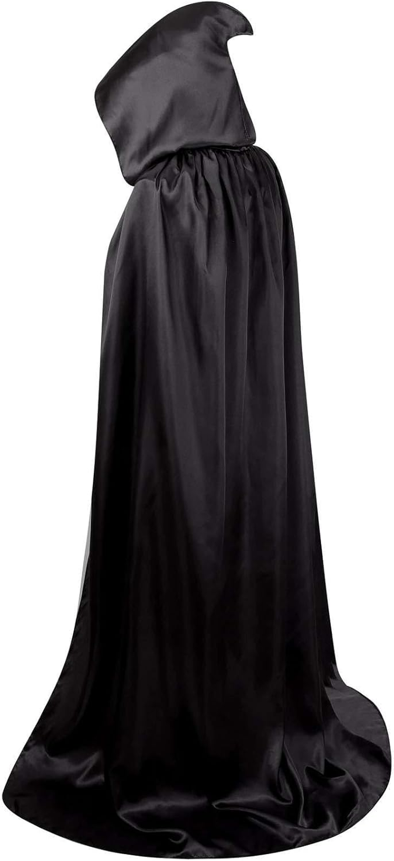 4 Piece Grim Reaper Costume Adult, Black Hooded Cloak Duty Ghost Mask Skeleton Gloves Scythe Vampire Scary Halloween Costume Fancy Dress image number 2