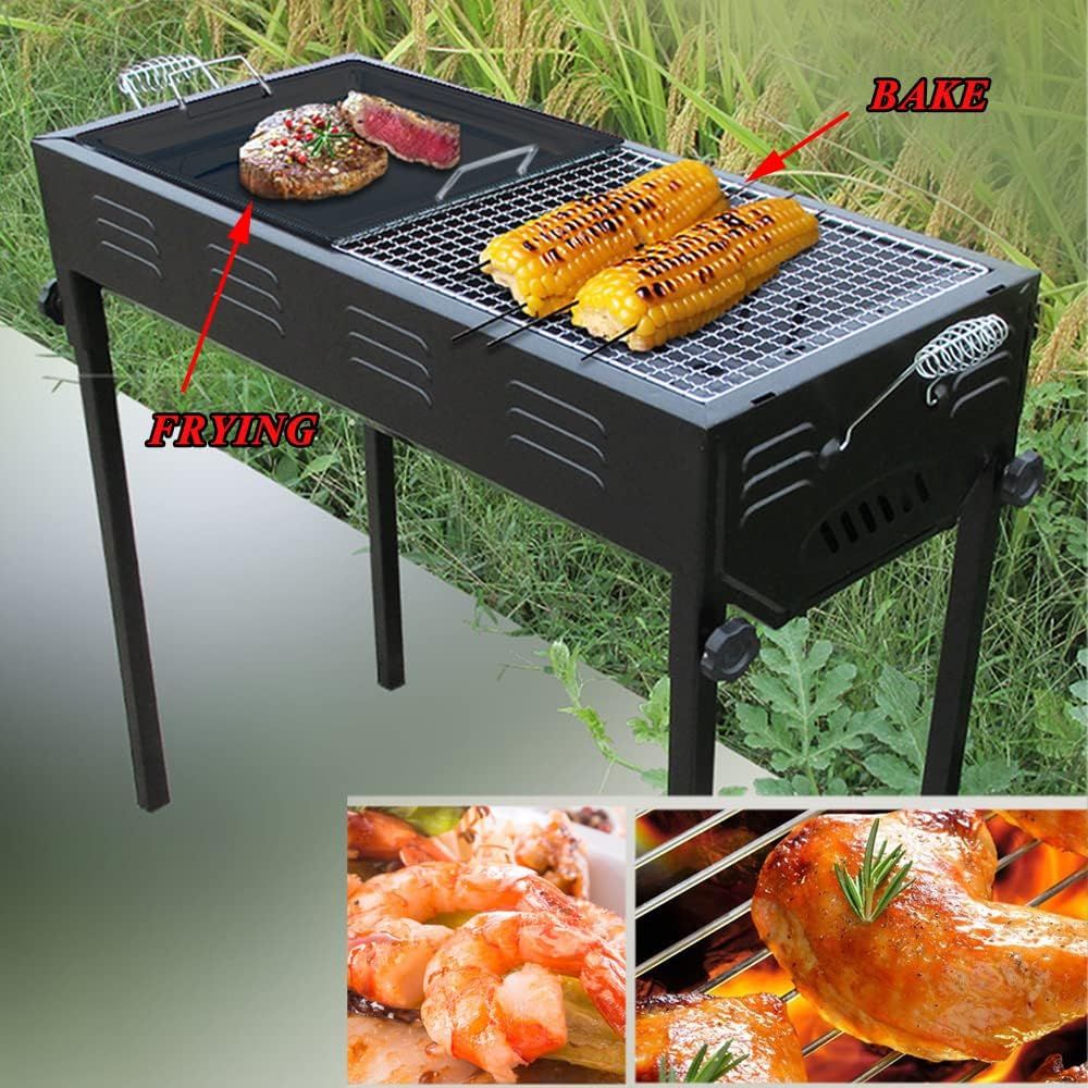 Large Size Portable Hibachi Outdoor BBQ Barbecue Grill Sets Charcoal Picnic Hiking Party Festival Camping image number 4