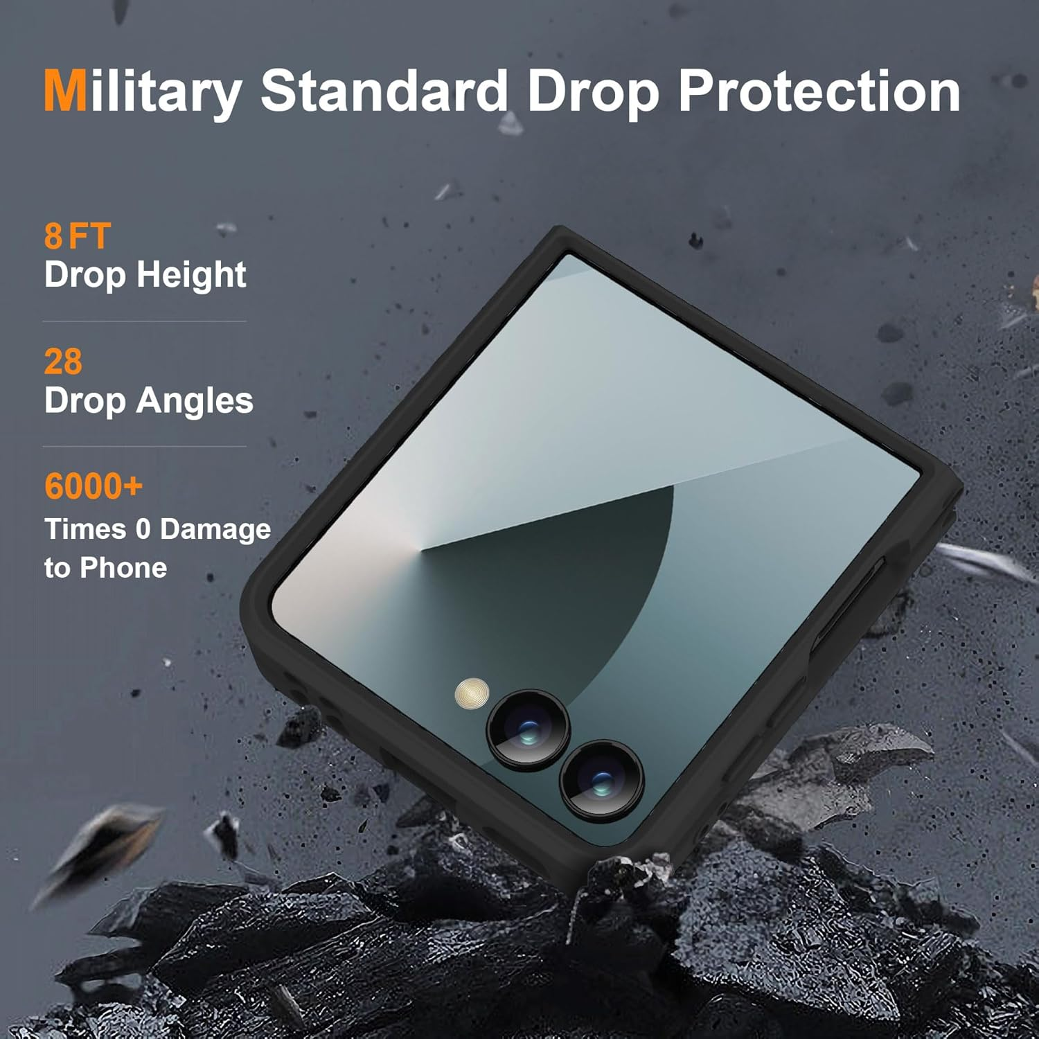 ORETECH Magnetic Shockproof for Samsung Galaxy Z Flip 7 Case with [2X Screen Protectors] Compatible with Magsafe, Translucent Anti-Scratch Flexible TPU Bumper Hard PC Back for Z Flip 7 Case-Black image number 7