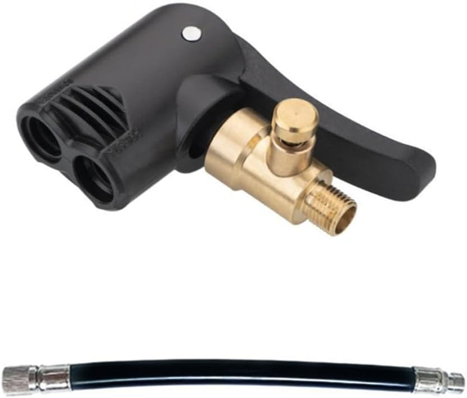 Double Pump Head Dual Nozzle Presta Schrader Valve Thread Connector Tire Air Inflator Replacement Mouth Adapter with Extension Horse Tube, Pump Valve Adapter for Bicycles and Electric Bicycles image number 2