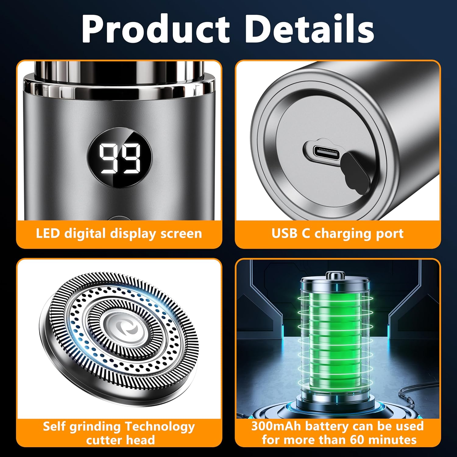 Arayuu Mens Mini Portable Electric Shaver,Pocket Size Mens Travel Razor,Upgraded Version with Digital Battery Display,Usb Charging,Compact and Portable,Suitable for Office Travel and Business image number 1