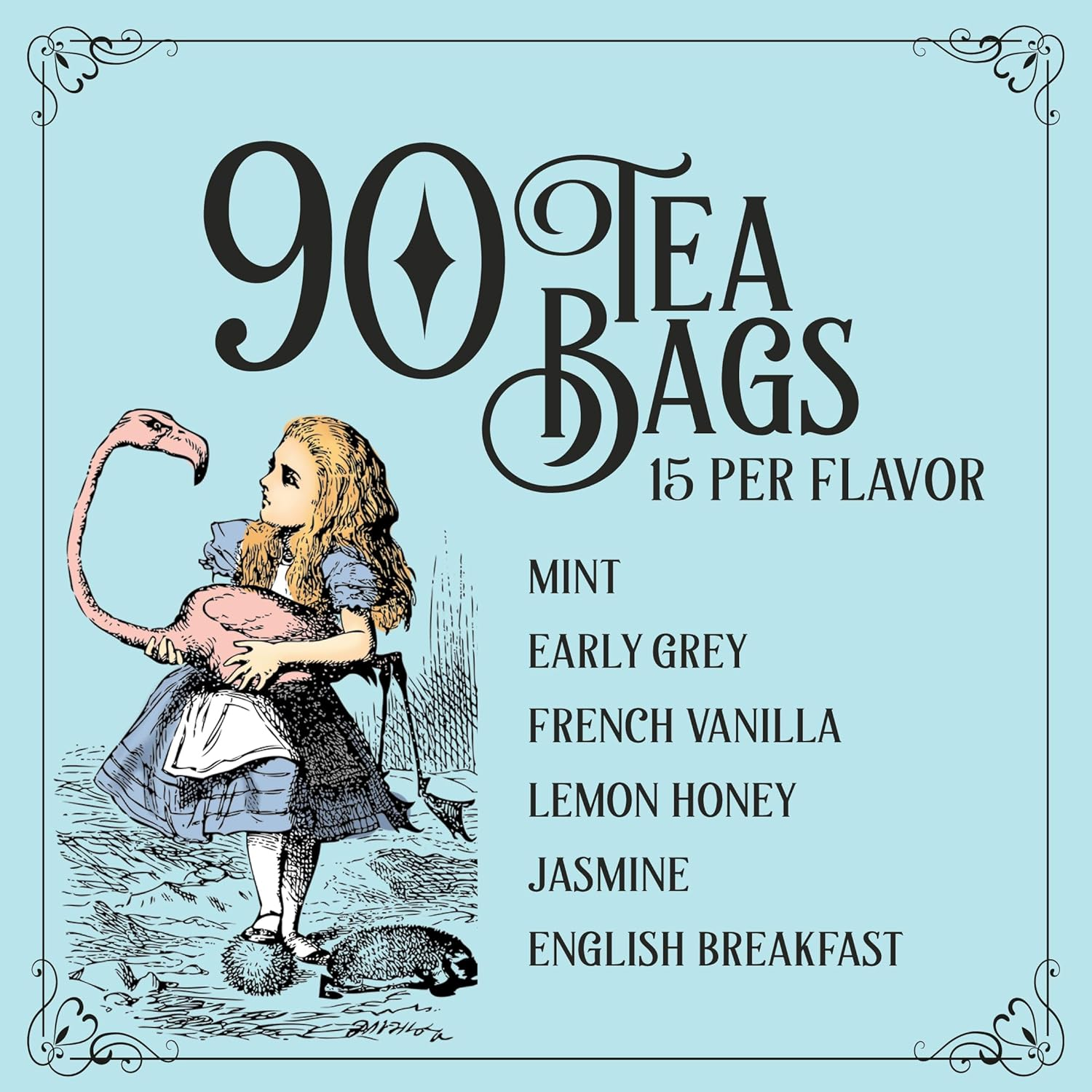 Thoughtfully Alice&rsquo;S Adventures in Wonderland, Wonder of Tea Gift Set, Tea Sampler Includes 6 Flavours of Tea with Book Quotes and Illustrations, Set of 90 image number 1