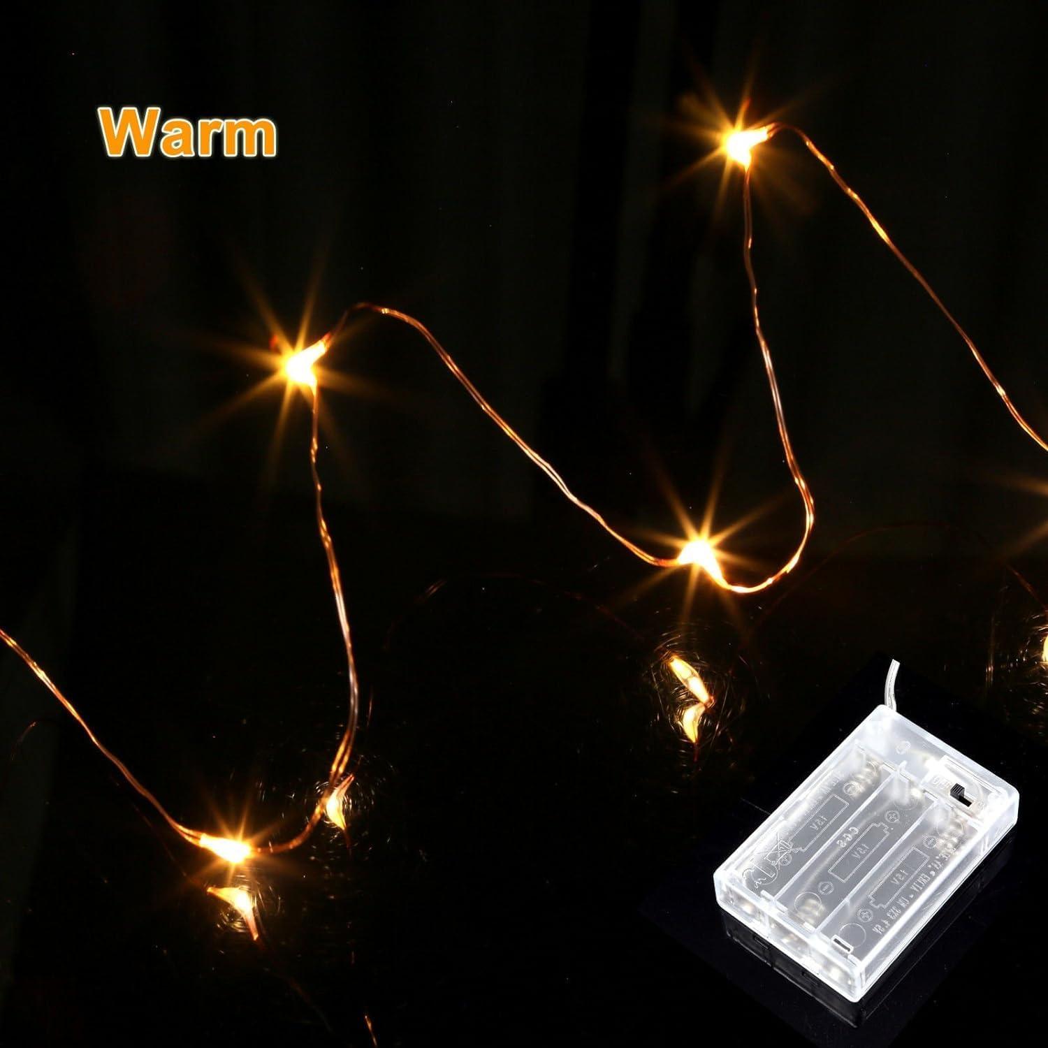 (2 Pack) Fairy Christmas LED String Light Battery Operated, 20M/66Ft/200Led Warm White Waterproof 3XAA Battery Case, Indoor Outdoor Lights for Xmas Tree Wedding, Halloween, Party, Garden Decoration image number 3