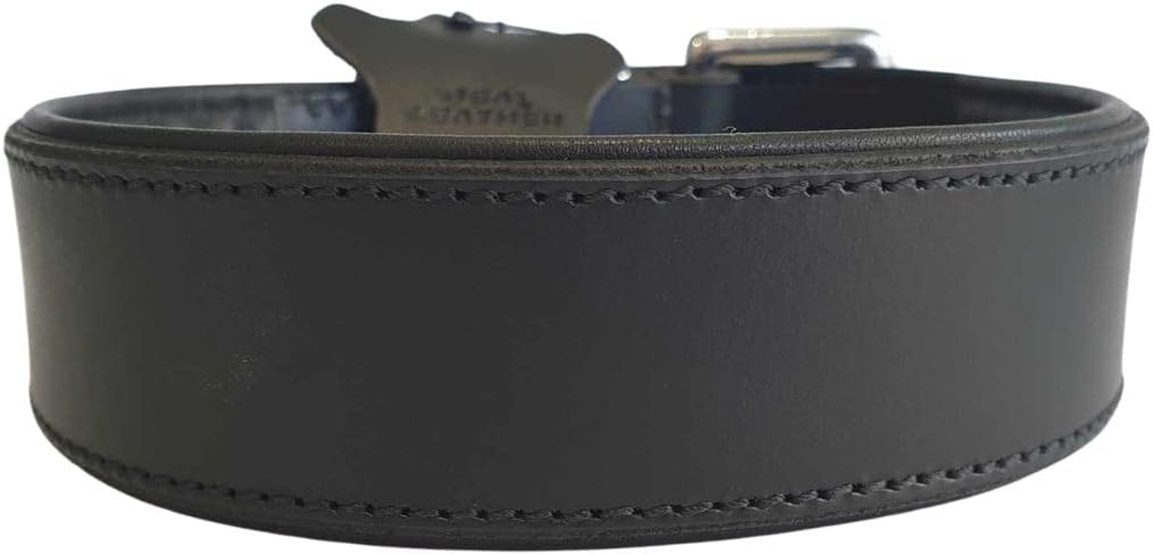 Leather Dog Collar Plain (Black & Silver) (55Cm - Neck Size 35Cm - 45Cm) image number 3