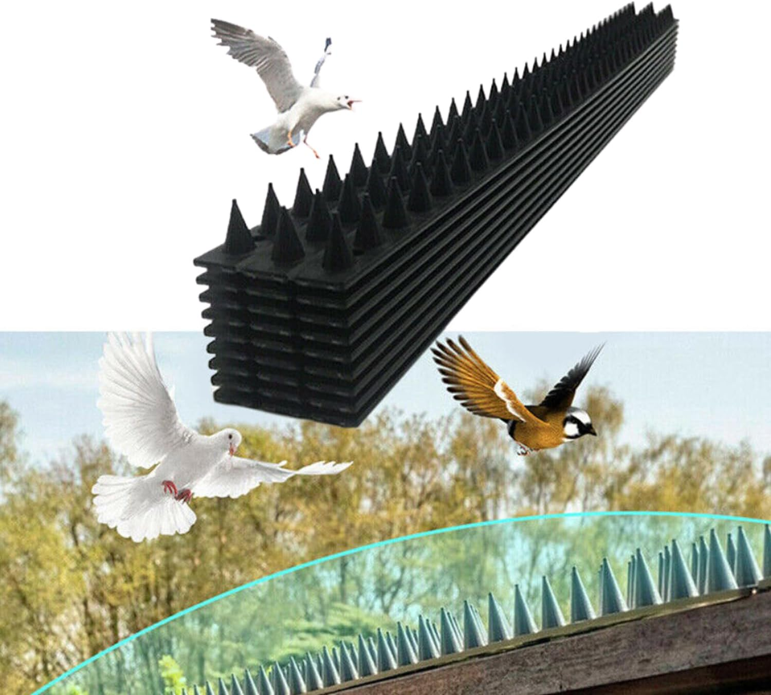 Leona Co 12Pc Bird Spikes for Outside, Bird Deterrent Spikes for Small Robin Pigeon Squirrel Raccoon Crow Cats Defender Spikes to Keep Birds Away and Keep Birds from Building Nest (24Pc) image number 2