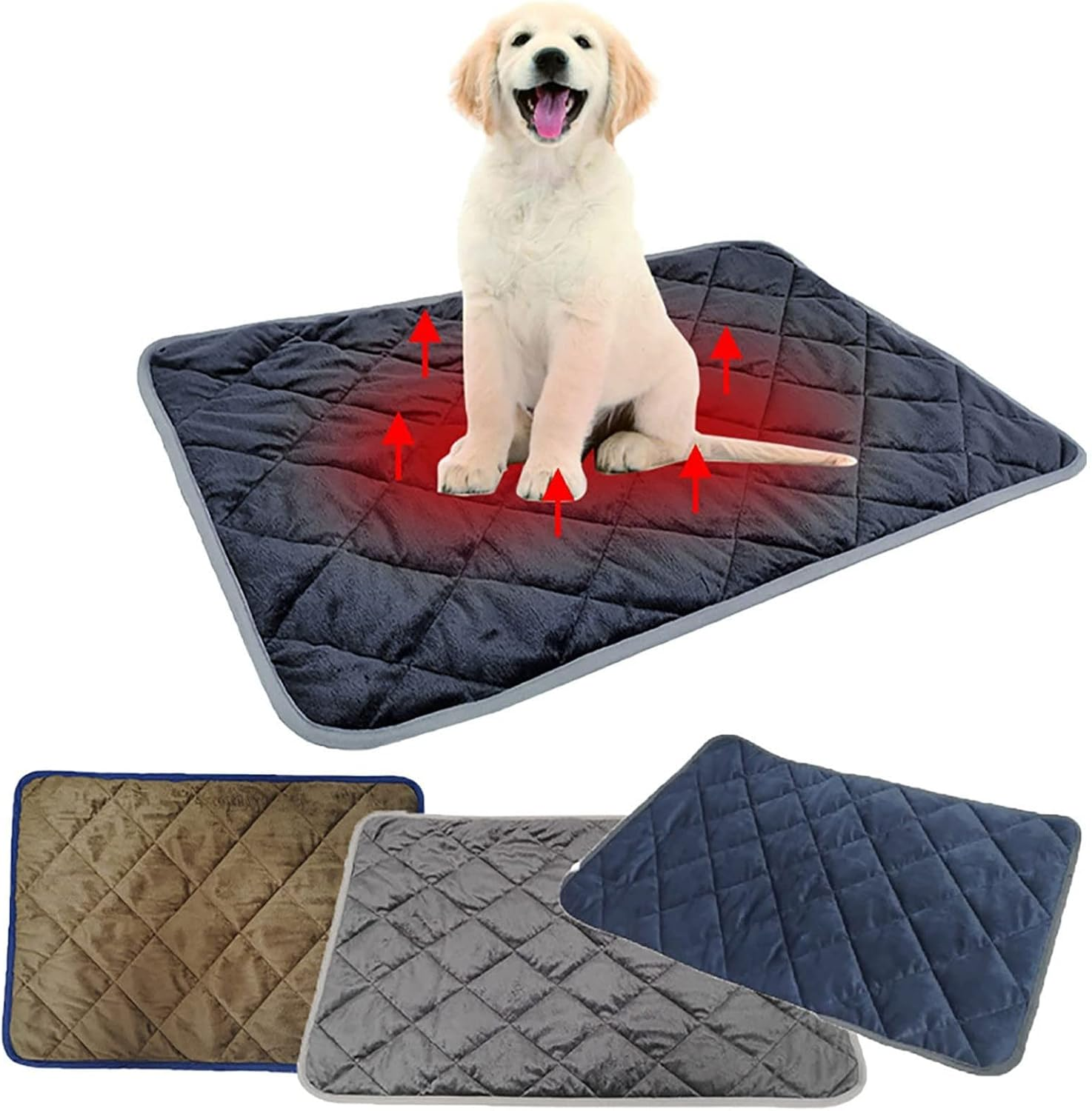 Self Heating Pad for Pets, Heating Pad Indoor for Dog, Cat, Waterproof Soft Heated Blanket, Warmer Floor Mat Animal Bed, Easy to Clean and Safe,Navy,Xl image number 6