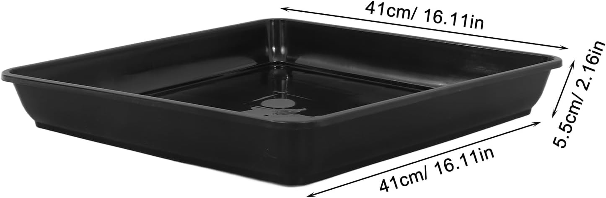 POPETPOP 2Pcs Square Plant Saucer: Plastic Plant Pot Tray 16 Inch Black Plant Water Drip Tray Pot Water Catcher Saucer image number 5