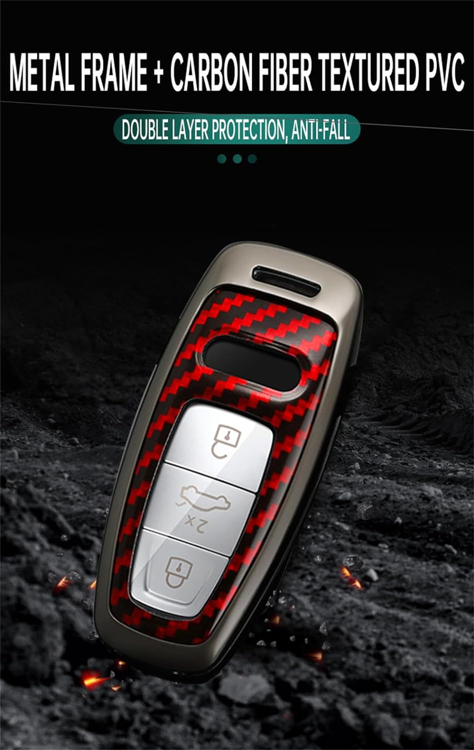 Ontto Alloy Car Key Fob Cover Fit for Audi A6 A7 A8 E-Tron Q5 Q7 Q8 C8 D5 A6L A8L SQ8 2019-2023 Keyless Entry Remote Key Case Keyring Key Shell Holder Keychain Protector Accessories White A - A-Blue image number 2