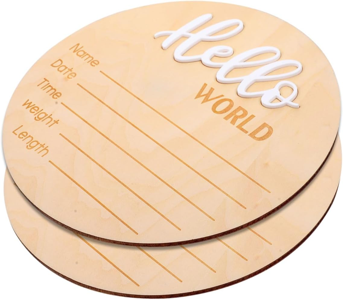 YARNOW 2 Pcs Newborn Name Signs Wooden Birth Announcement Signs for Hospital Photos Chic and Durable Name Props for Newborn Photography and Celebrations image number 1