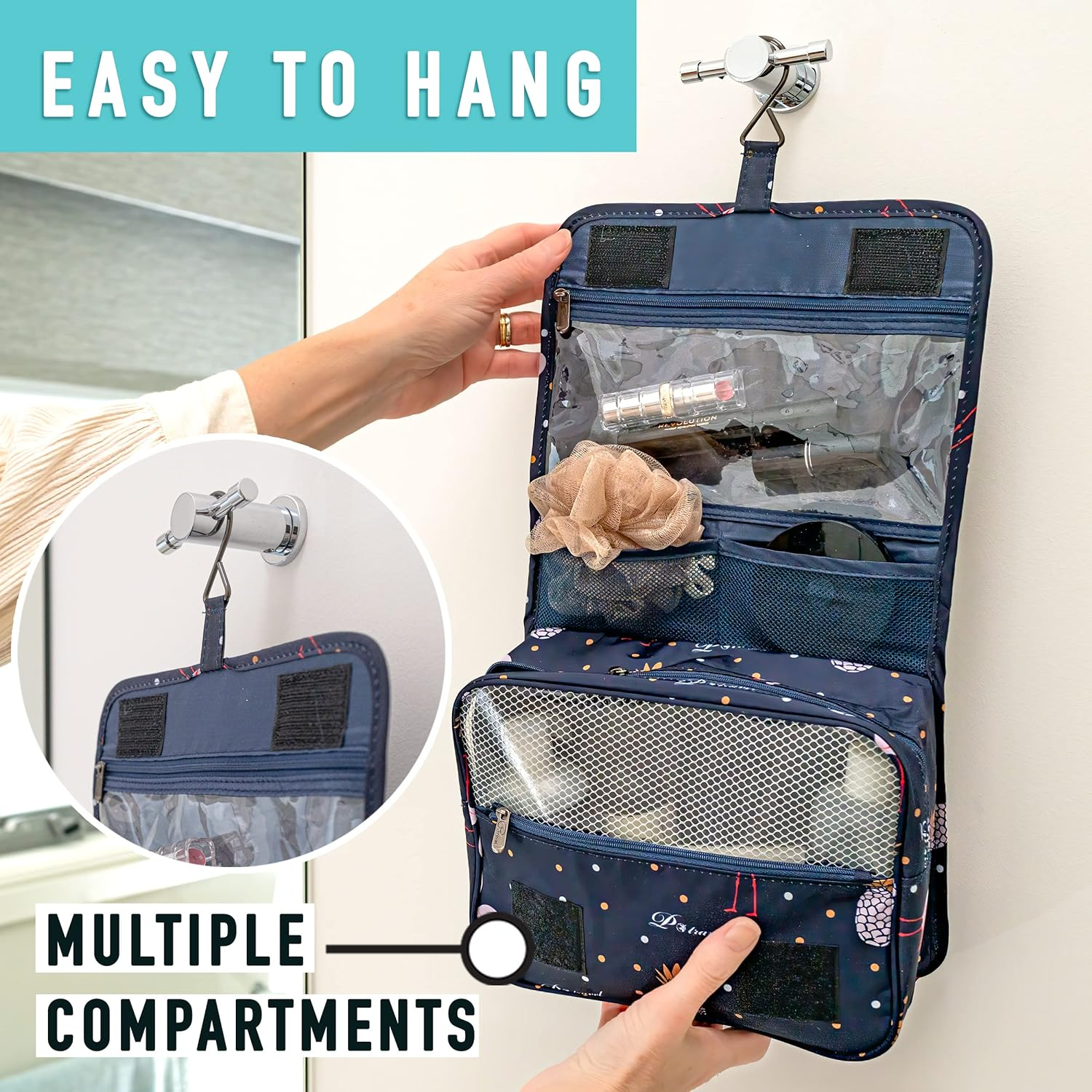 Toiletry Bags for Travel Toiletries Cosmetics Makeup Hanging Hook 5 Storage Areas from Paton Travel Australia image number 1