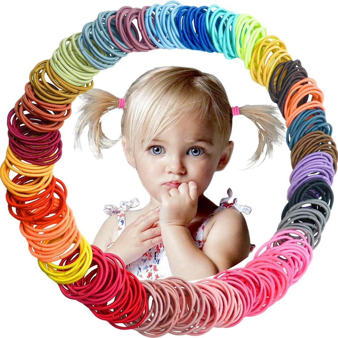 Pack of 240 Girls Hair Bobbles, 23 Colours, 2 Mm Hair Bobbles, Small, Baby Hair Bobbles, Colourful Elastic Hair Bobbles, Non-Metal for Girls and Children image number 1