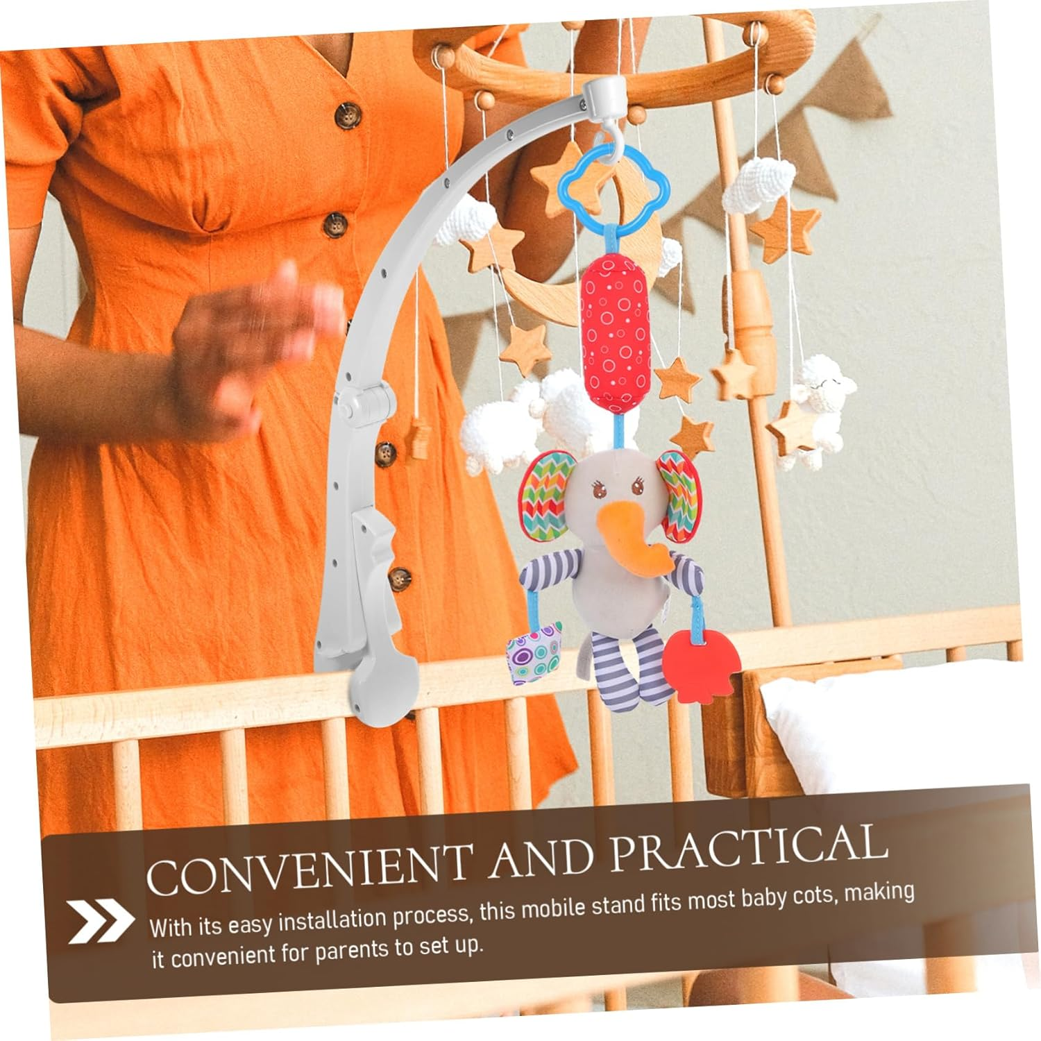 Wooden Crib Mobile Bracket Bed Bell Holder Arm for Crib Mobile Hanger Rotatable Design for Nursery image number 2