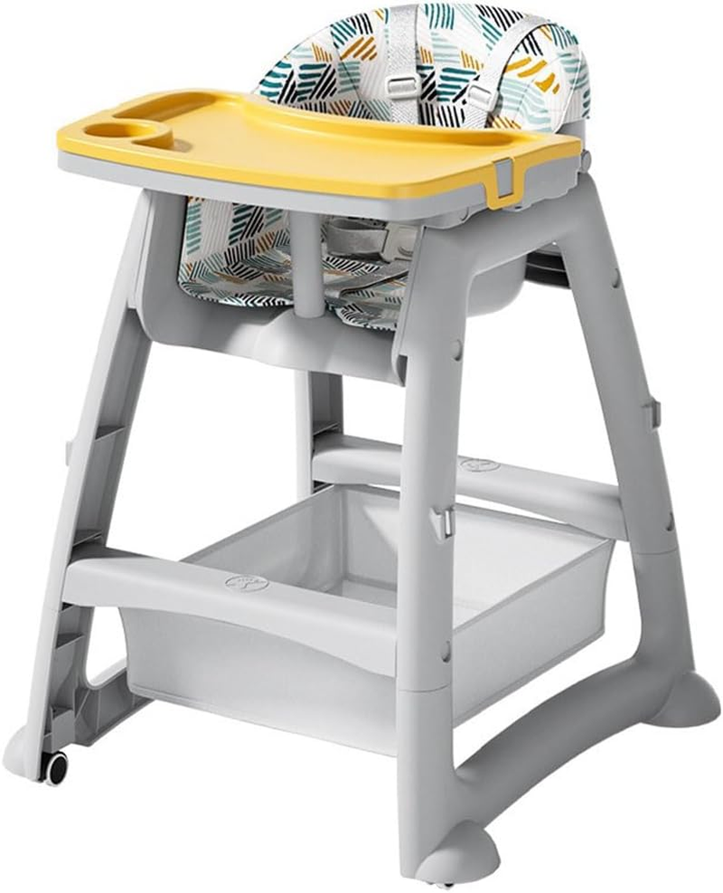 MTSDM New Multifunctional High Chair, Convertible Dining Chair with 4 Wheels, Double Dinner Plate, Storage Bag, Removable Cushion & 5 Point Harness Portable Baby Feeding Dining Chair(Grey) image number 2